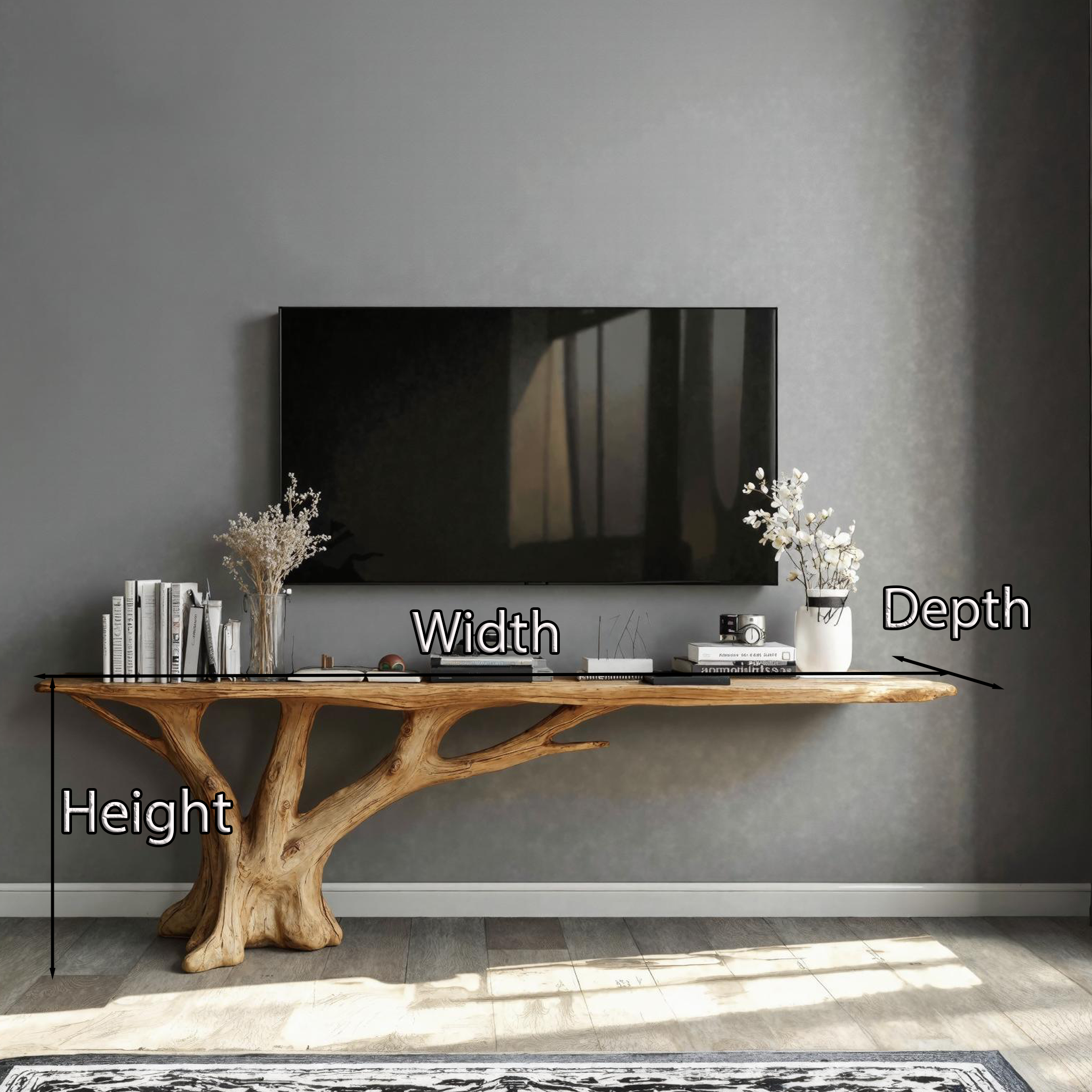 Rustic Natural Wood TV Console For Entryway And Hallway SILDTTVC026