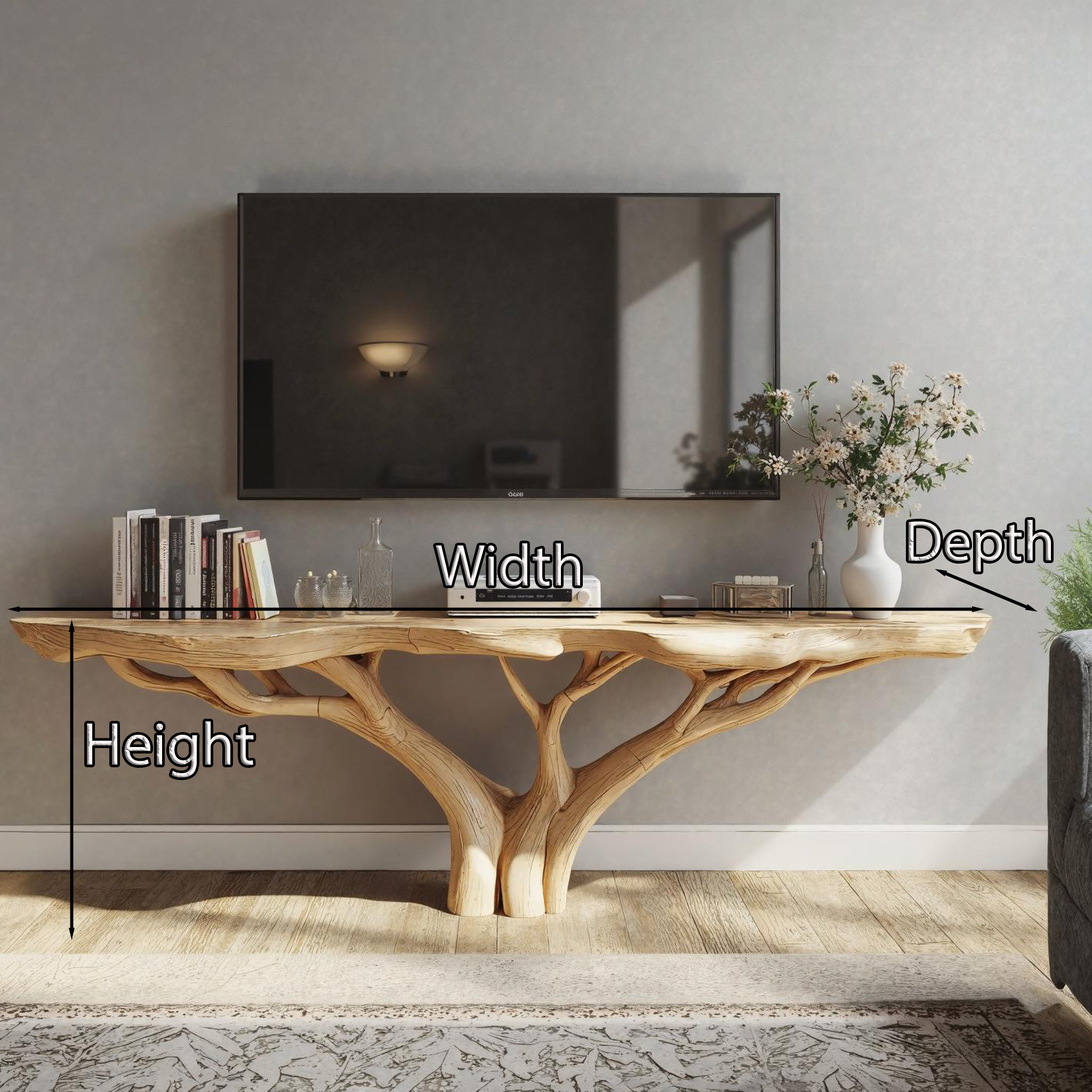 Farmhouse Wood TV Cabinet Stand For Entryway And Hallway SILDTTVC029