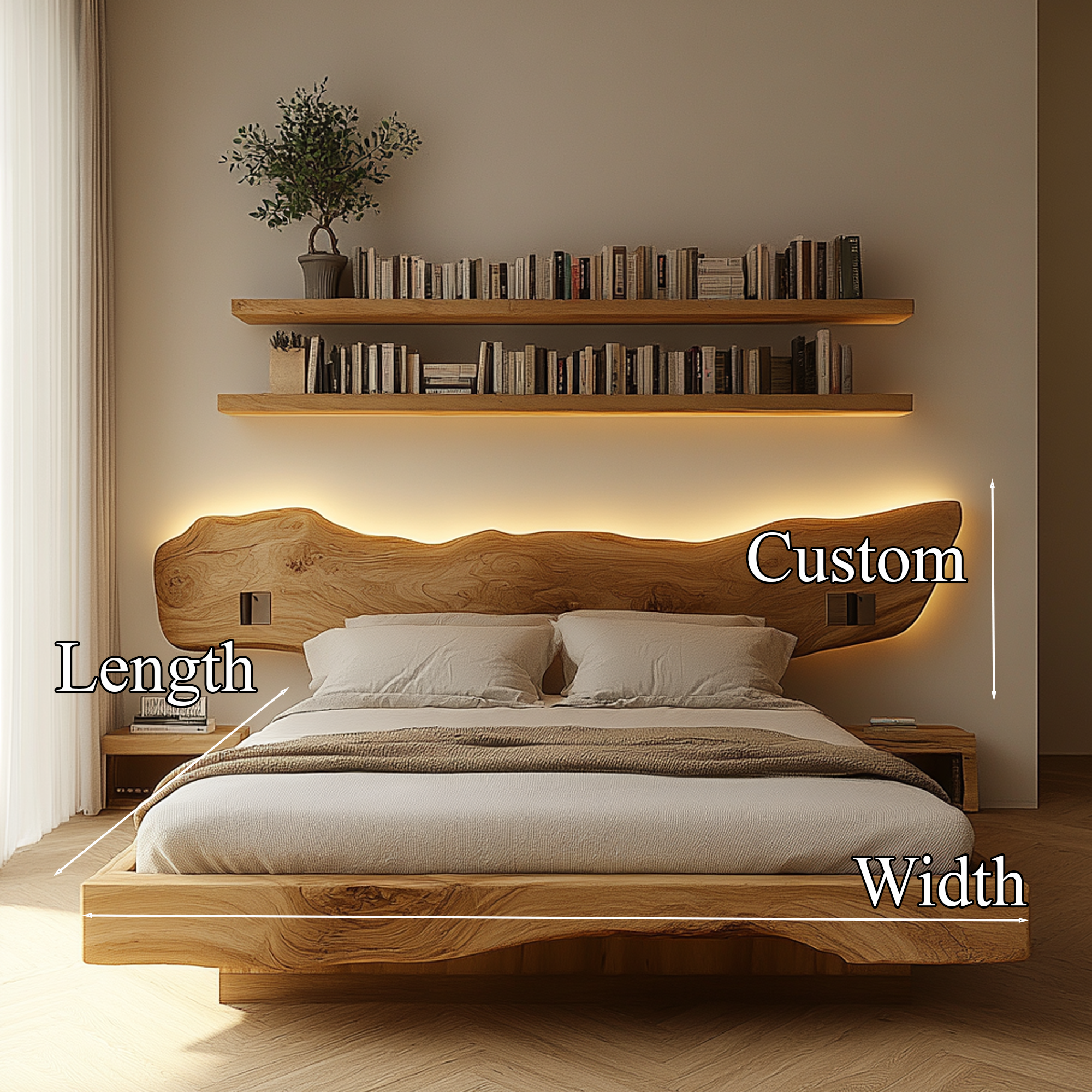 Wooden Bed Frame Custom Home Decor Gifts SINLWB011