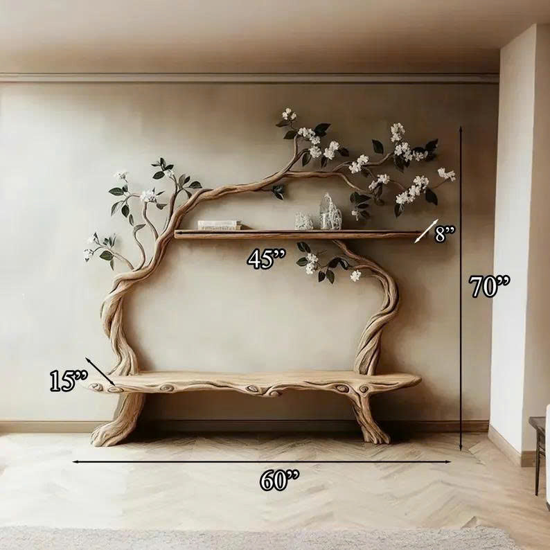 Wall Bookshelf Tree Shelf Rustic Design Home Gift Her SINLTB141