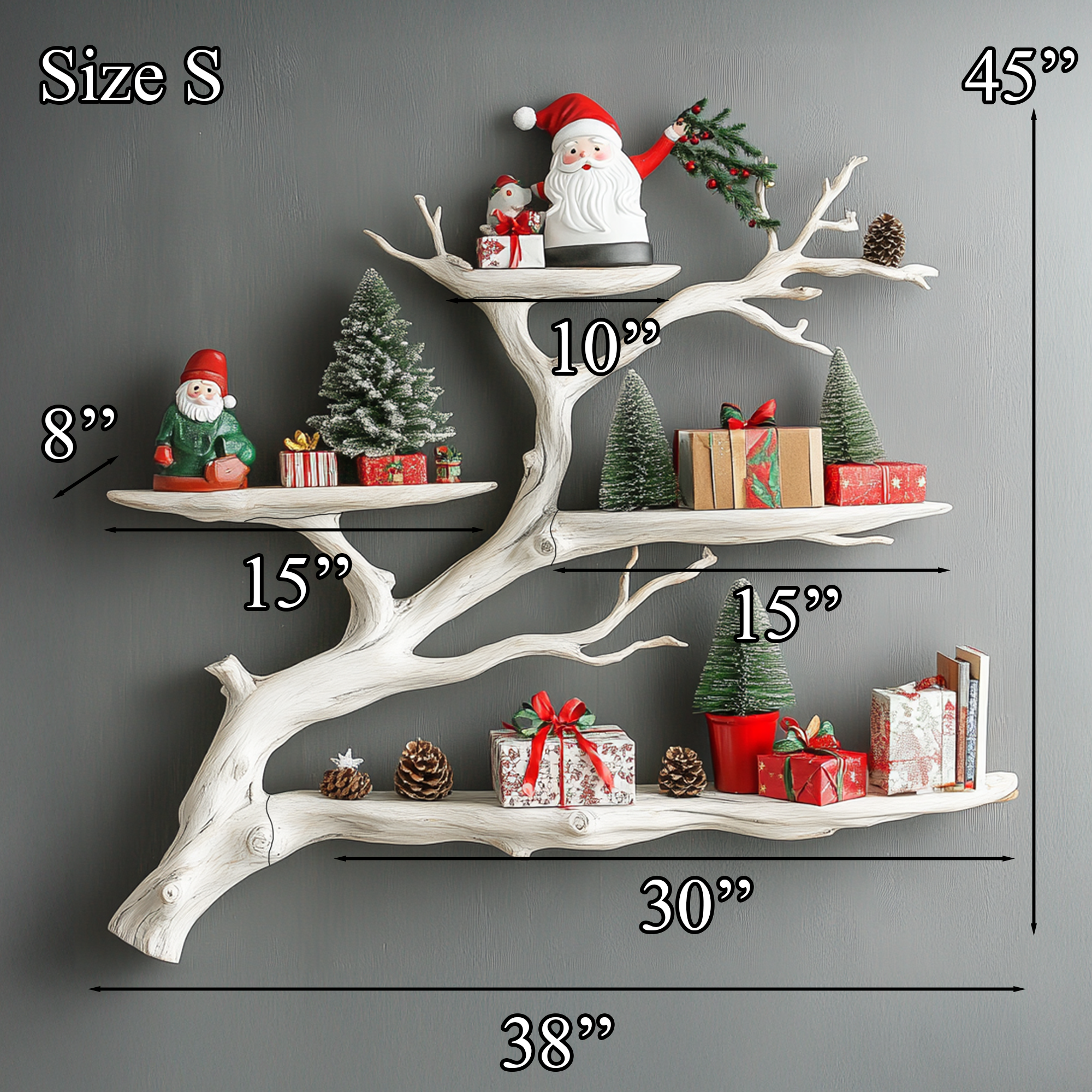 Driftwood Wall Mounted Shelf Bookcase Decor Living Room SINLTBS018