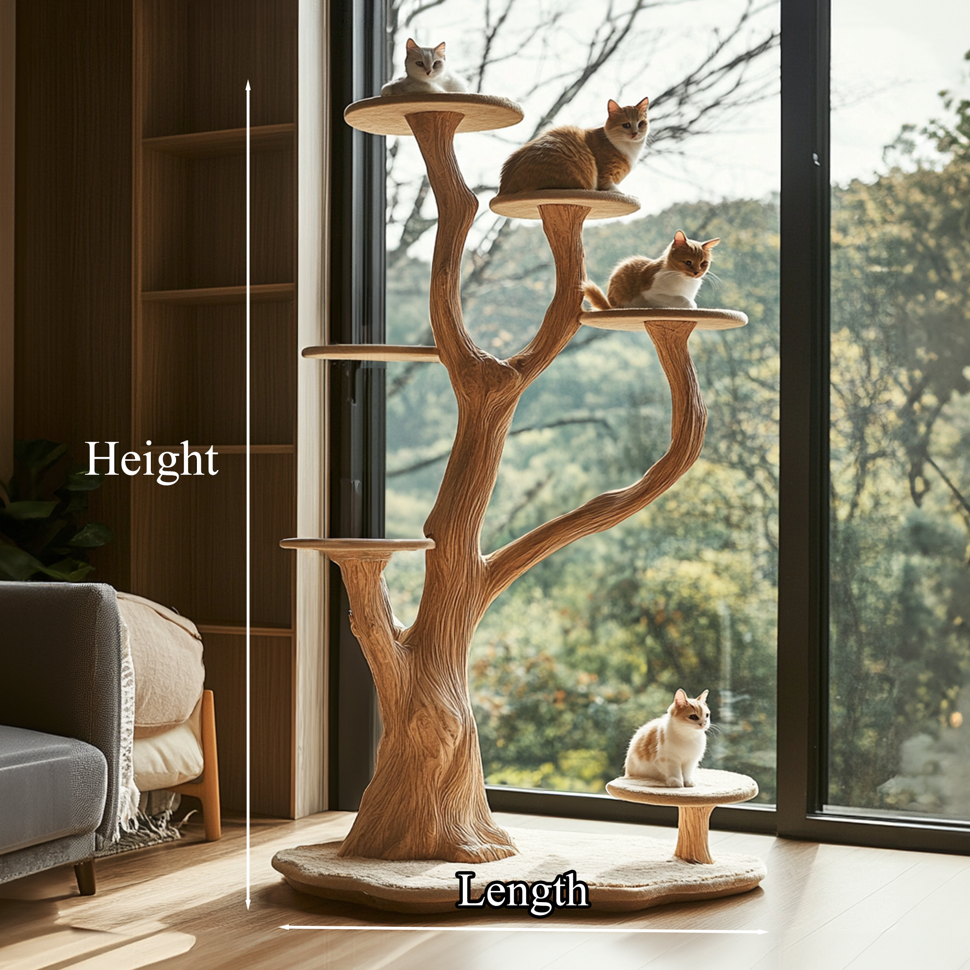 Cat Tree Shelf Custom Size Decor Living Room Gift SINLTT020