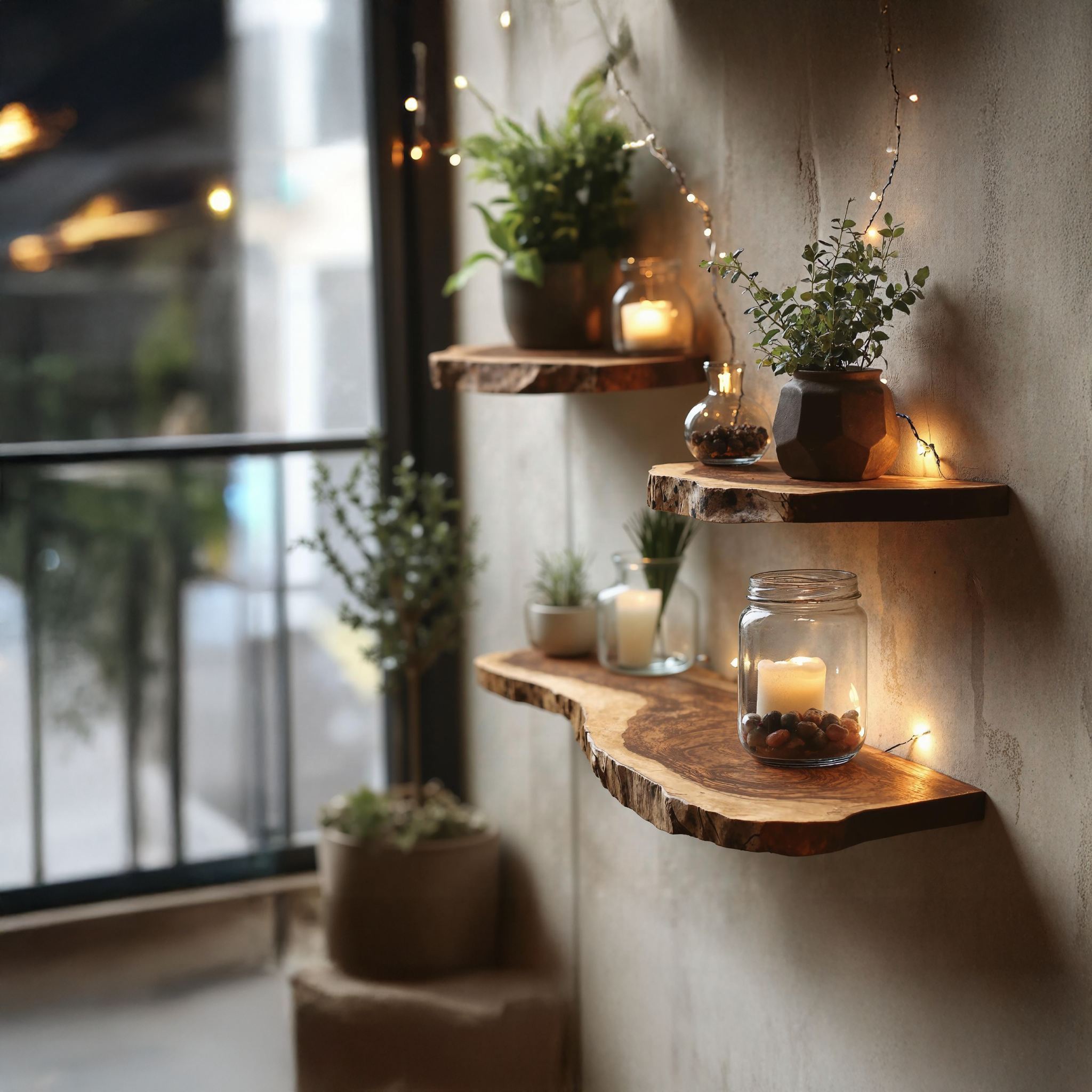 Live Edge Wooden Floating Shelf for Living Room Wall SILDTFL141