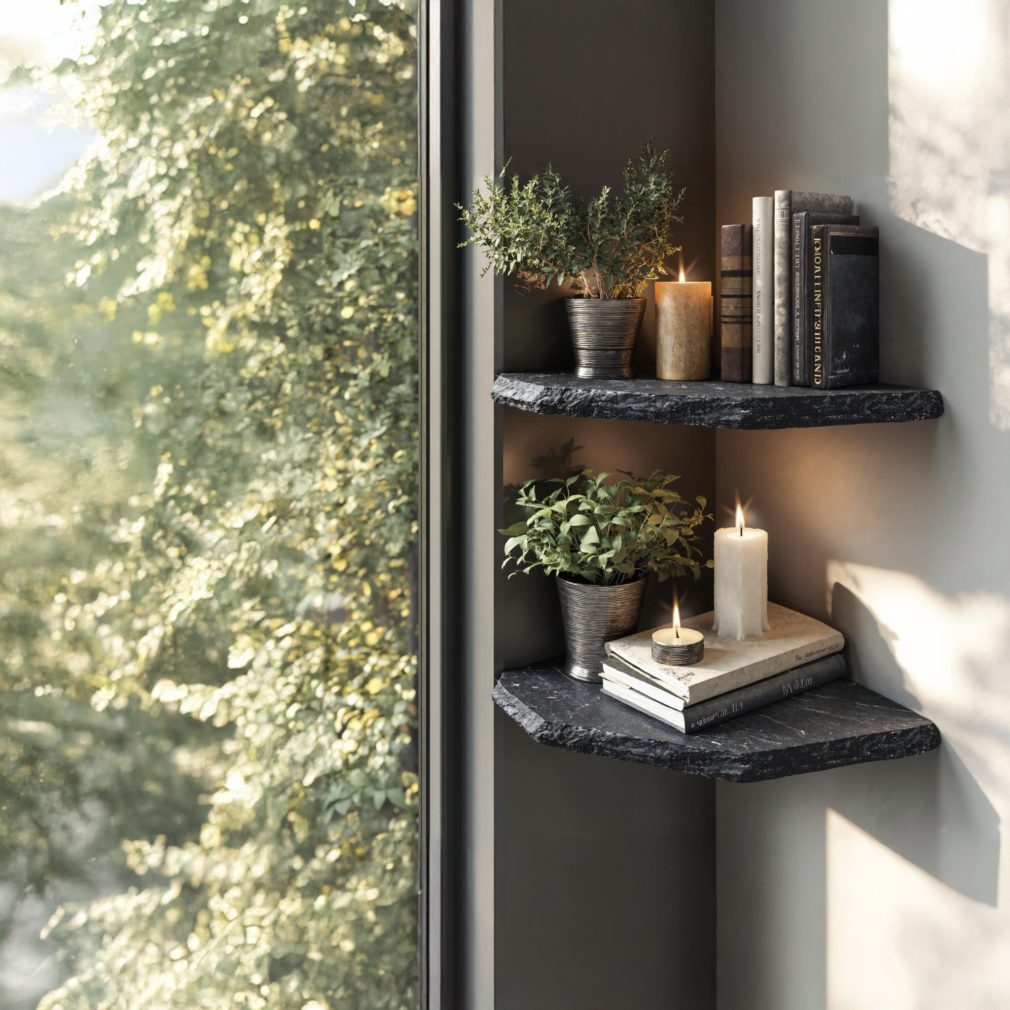 Handcrafted Natural Wood Corner Shelf For Home Organization SILDTCN077