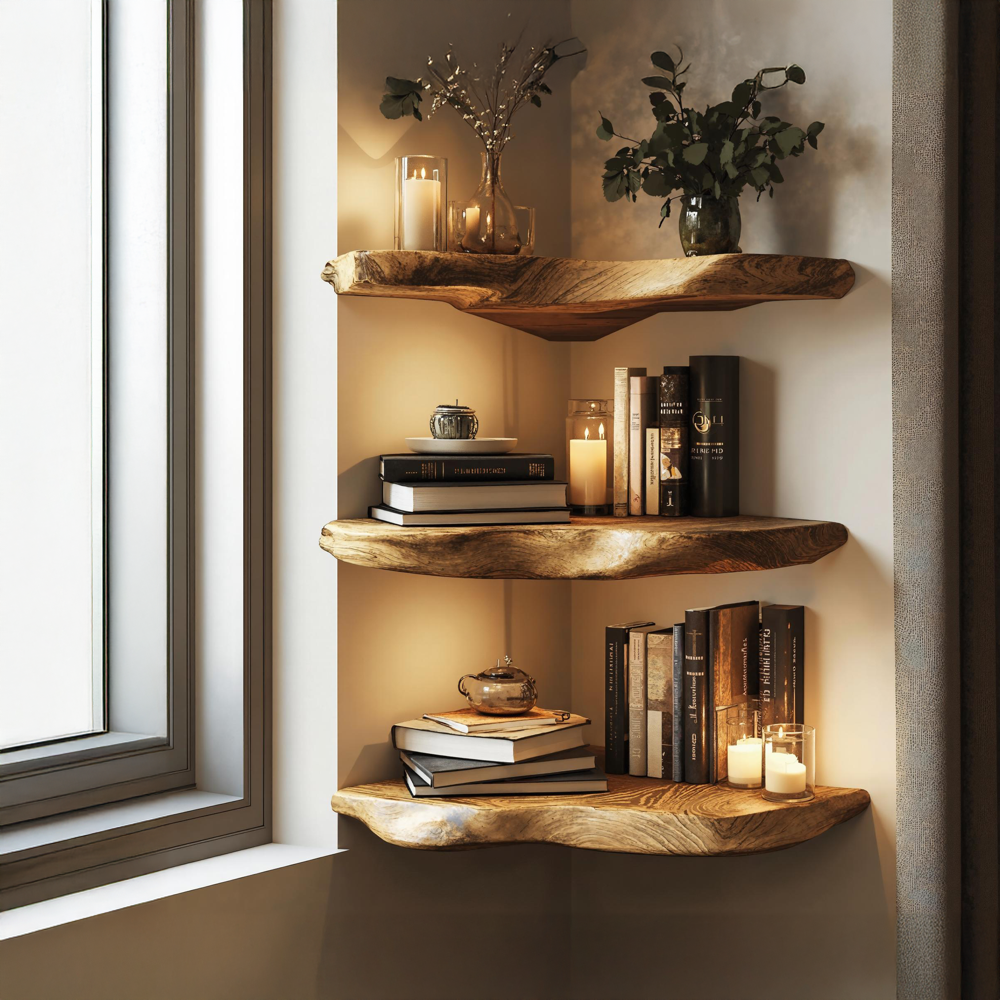 Handcrafted Corner Shelf With A Timeless Wooden Design SILDTCN086