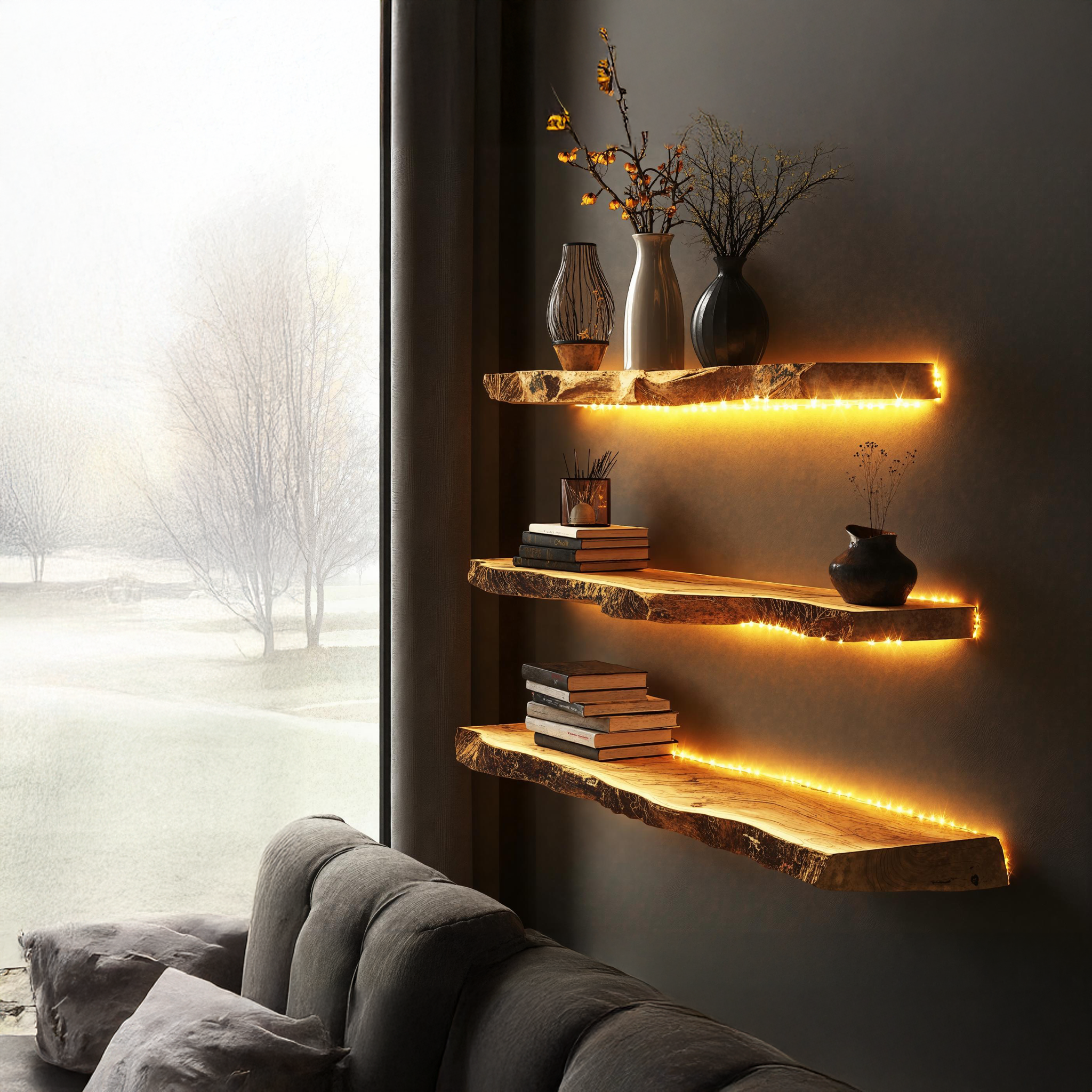 Floating Shelf With Natural Wood Design for Home Storage SILDTFL143