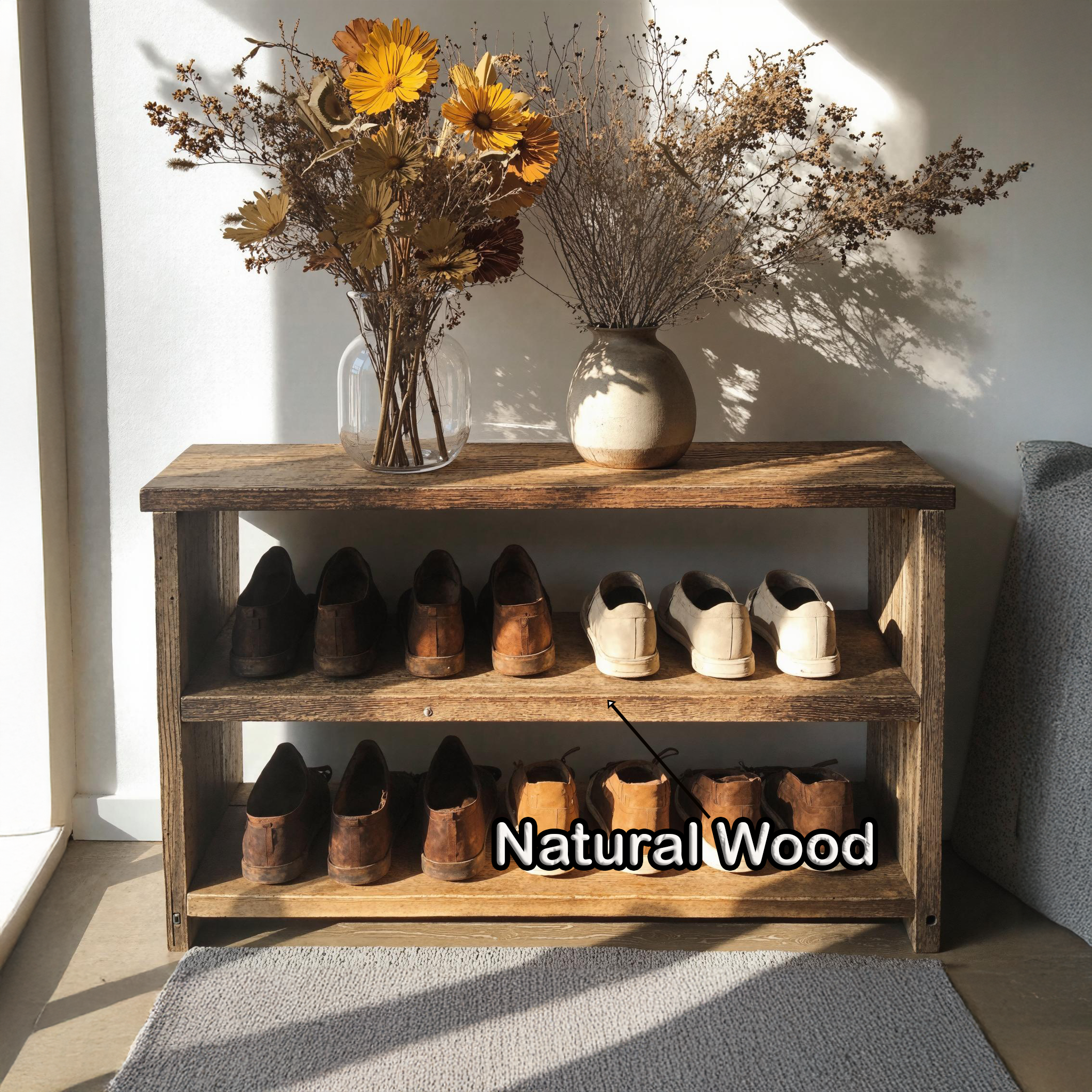 Vintage Farmhouse Entryway Shoe Shelves For Hallway SILDTSHB012