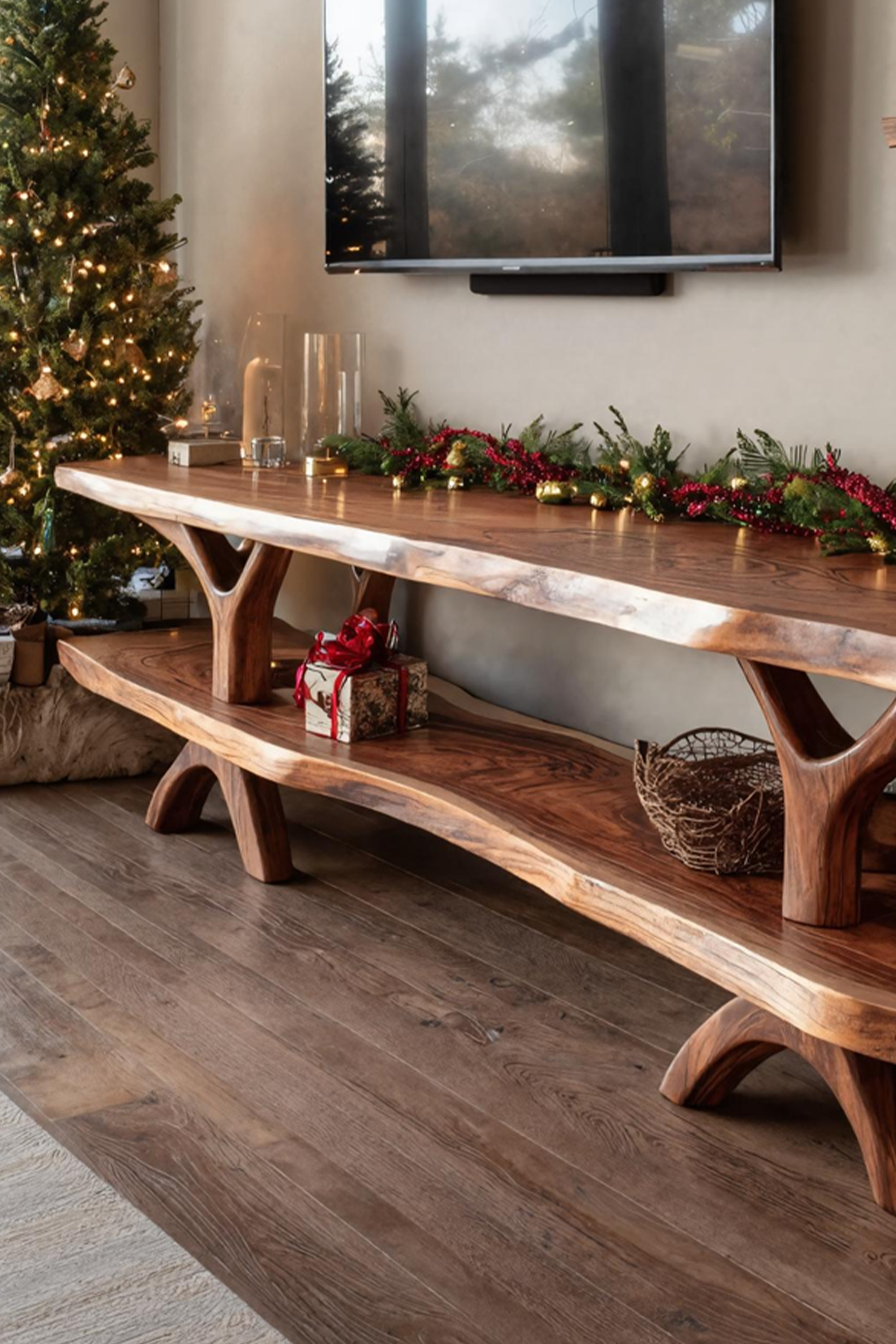 Modern Live Edge Entryway TV Console For Christmas Bedroom Design SILDTTNCTV015