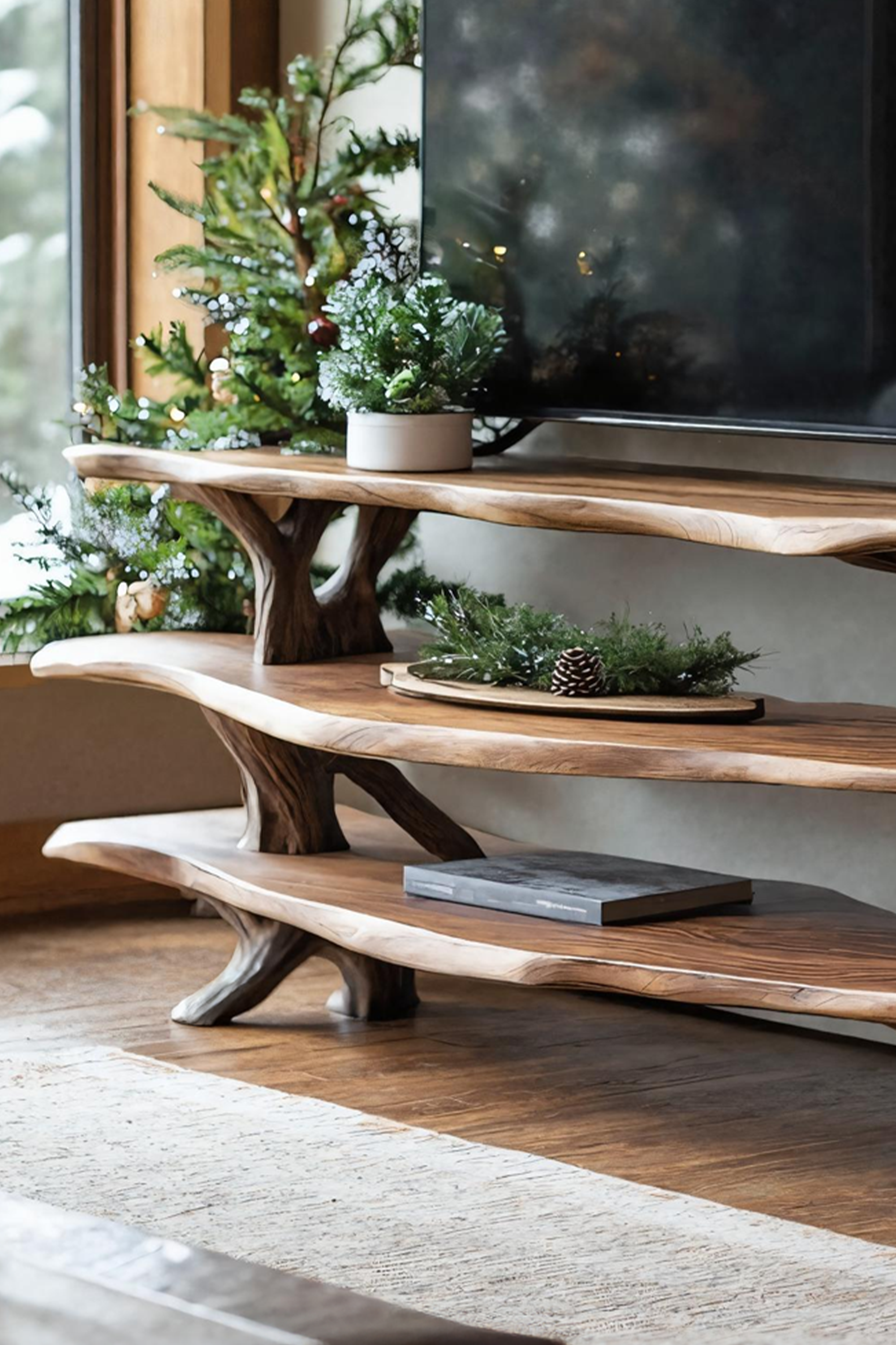 Modern Solid Wood TV Console For Christmas Entryway Living Room SILDTTNCTV012