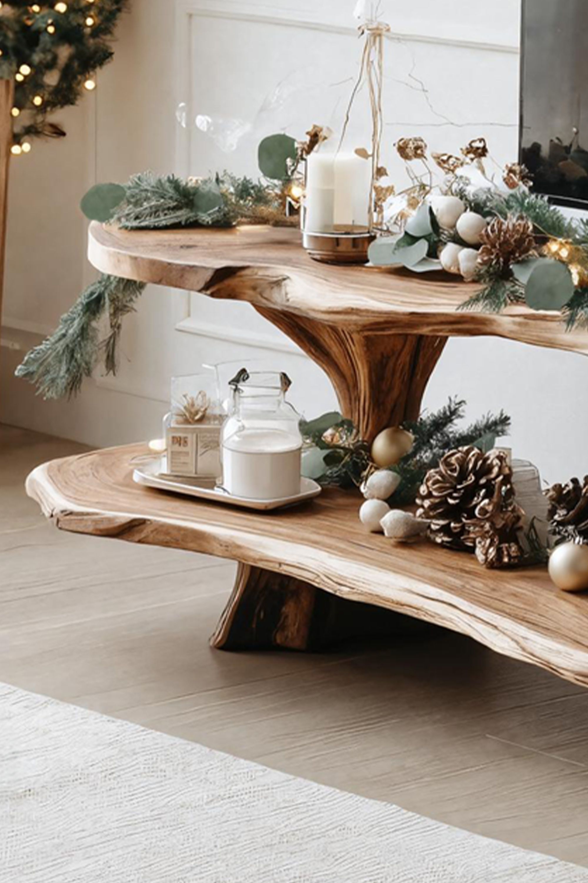 Handcrafted Solid Wood TV Console For Christmas Living Room Furniture SILDTTNCTV007