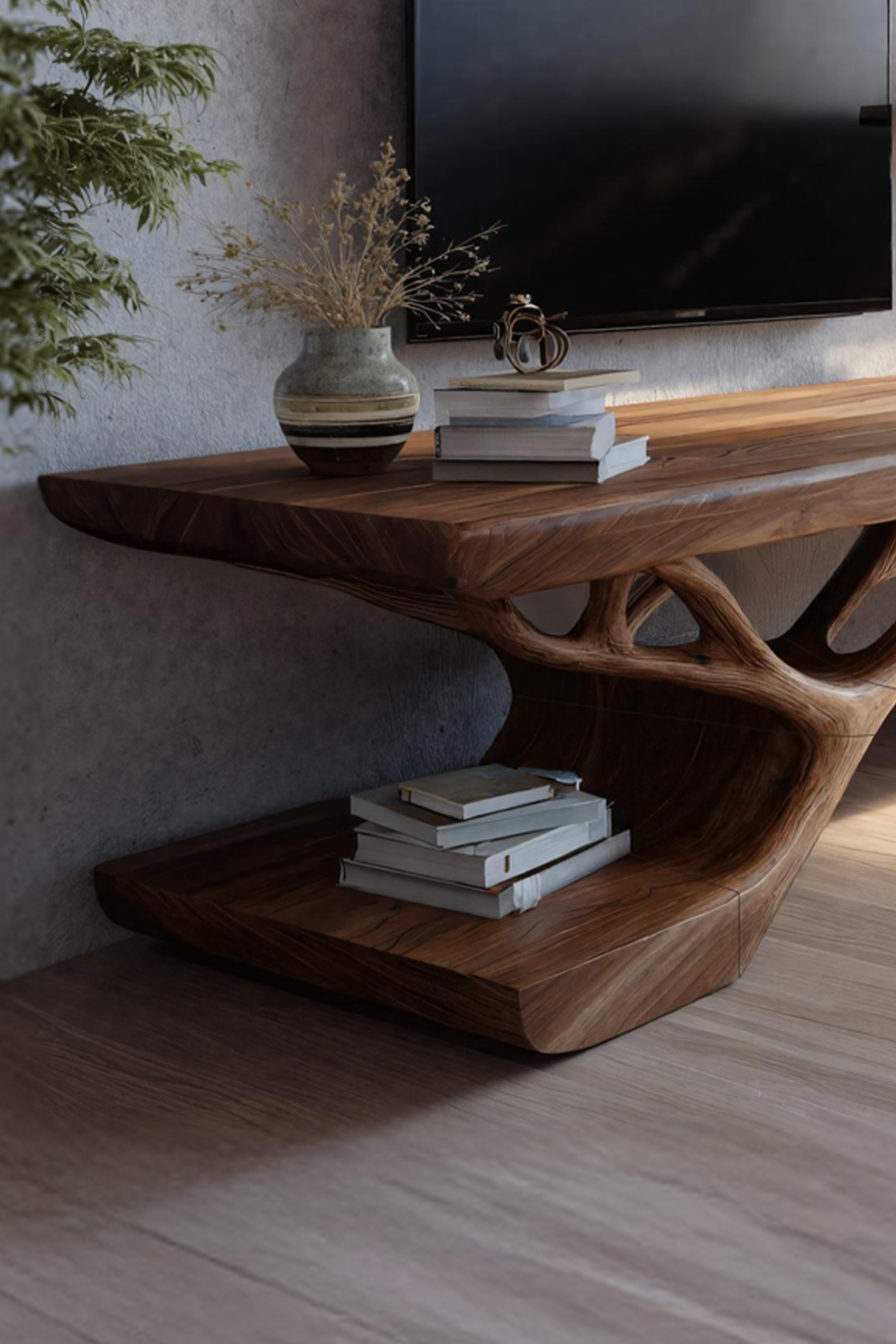 Mid Century Solid Wood TV Console For Bedroom And Entryway Decor SILDTTNTVC081