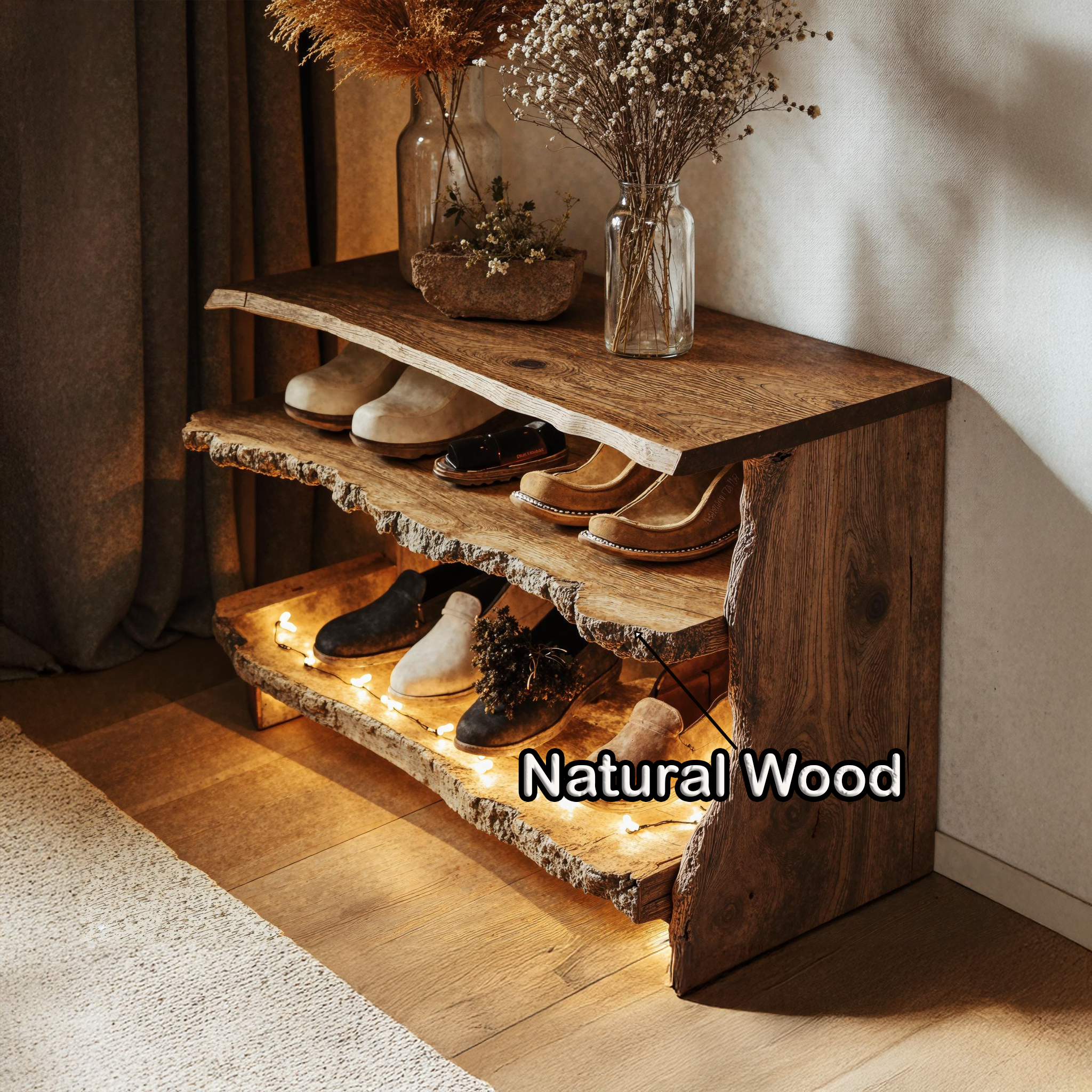 Handcrafted Rustic Shoe Bench With Seating For Bedroom SILDTSHB015