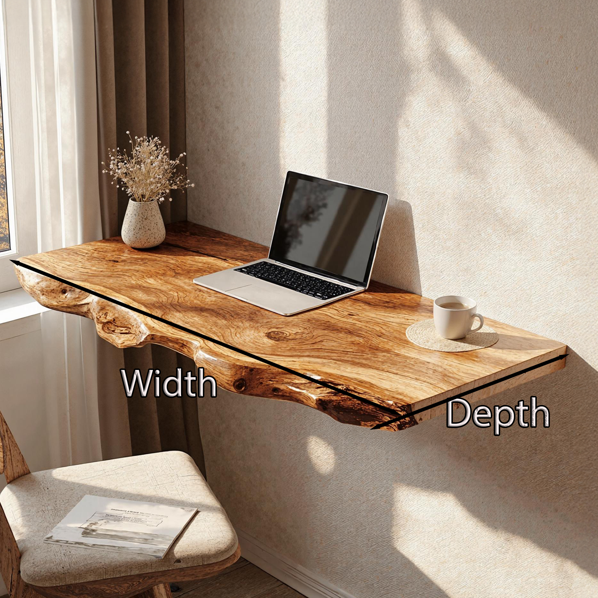 Rustic Wooden Floating Table For Comfort Oriented Bedroom Design SILDTFLD022