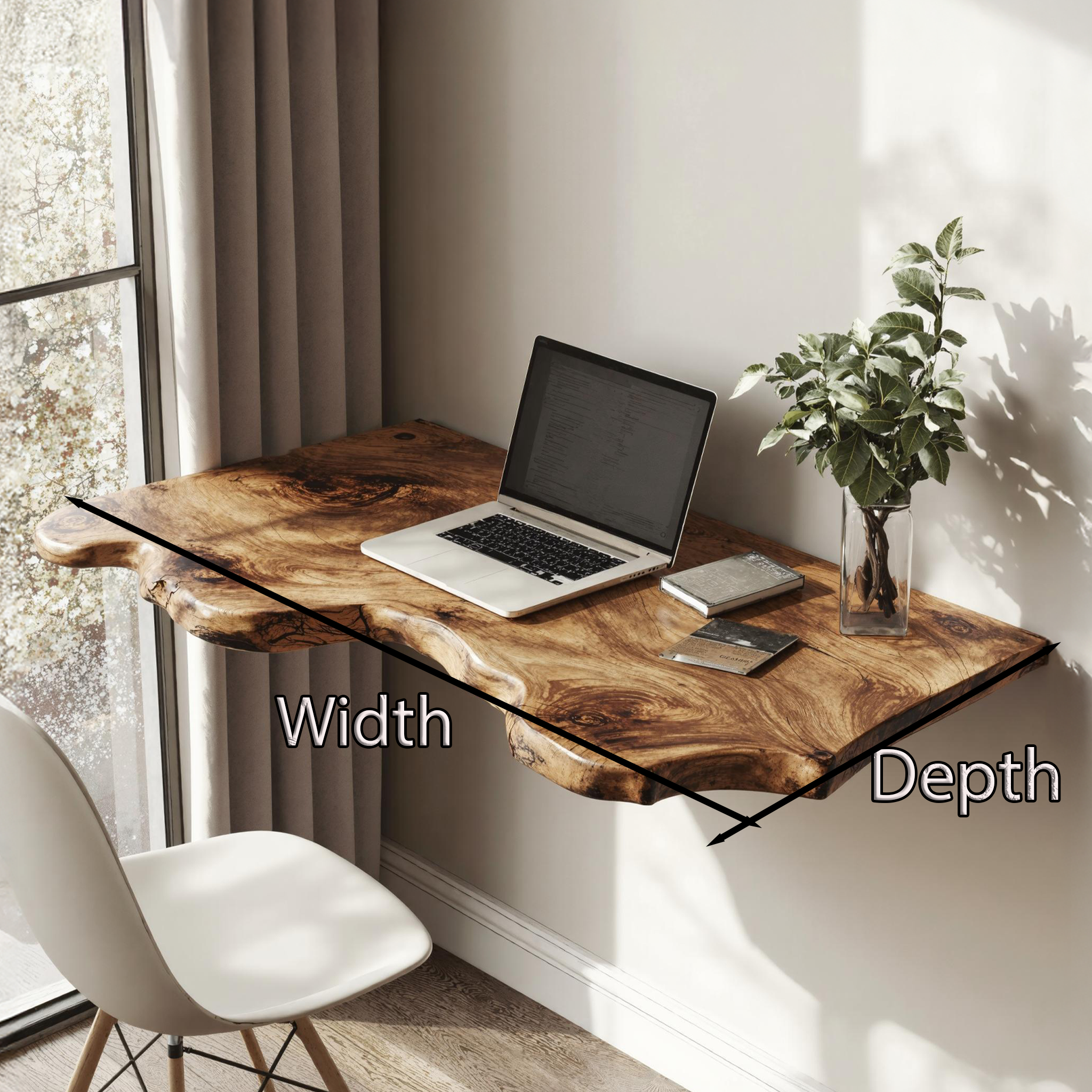 Farmhouse Solid Wood Floating Desk For Aesthetic Interior Decoration SILDTFLD019