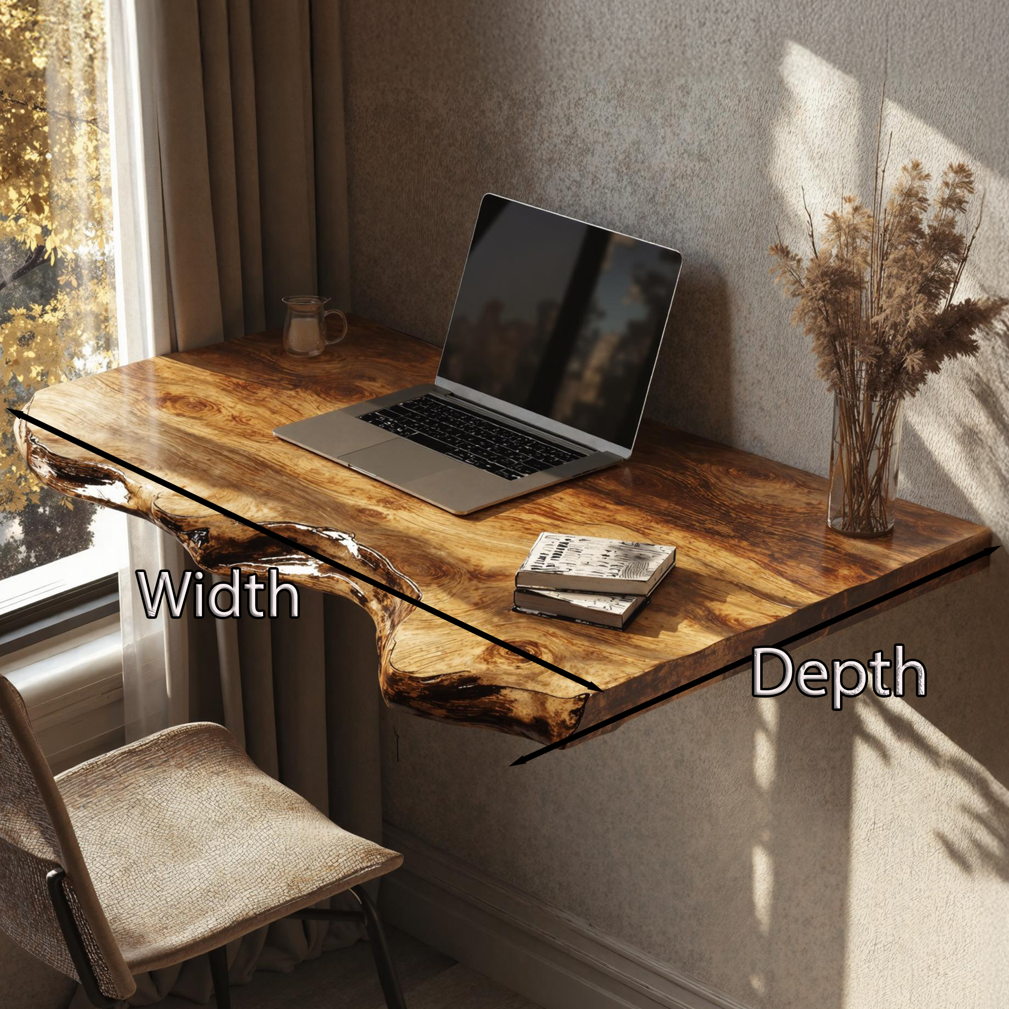 Rustic Wooden Floating Table For Harmonious Bedroom Furnishing SILDTFLD018