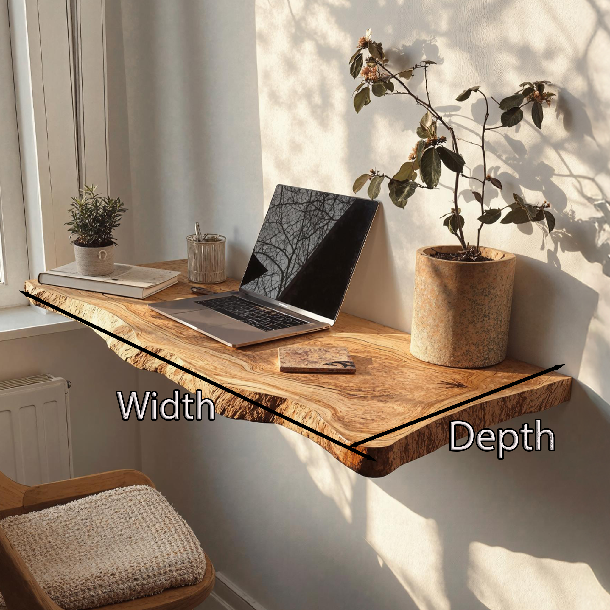 Farmhouse Solid Wood Floating Desk For Sophisticated Furniture Layout SILDTTRFLD007