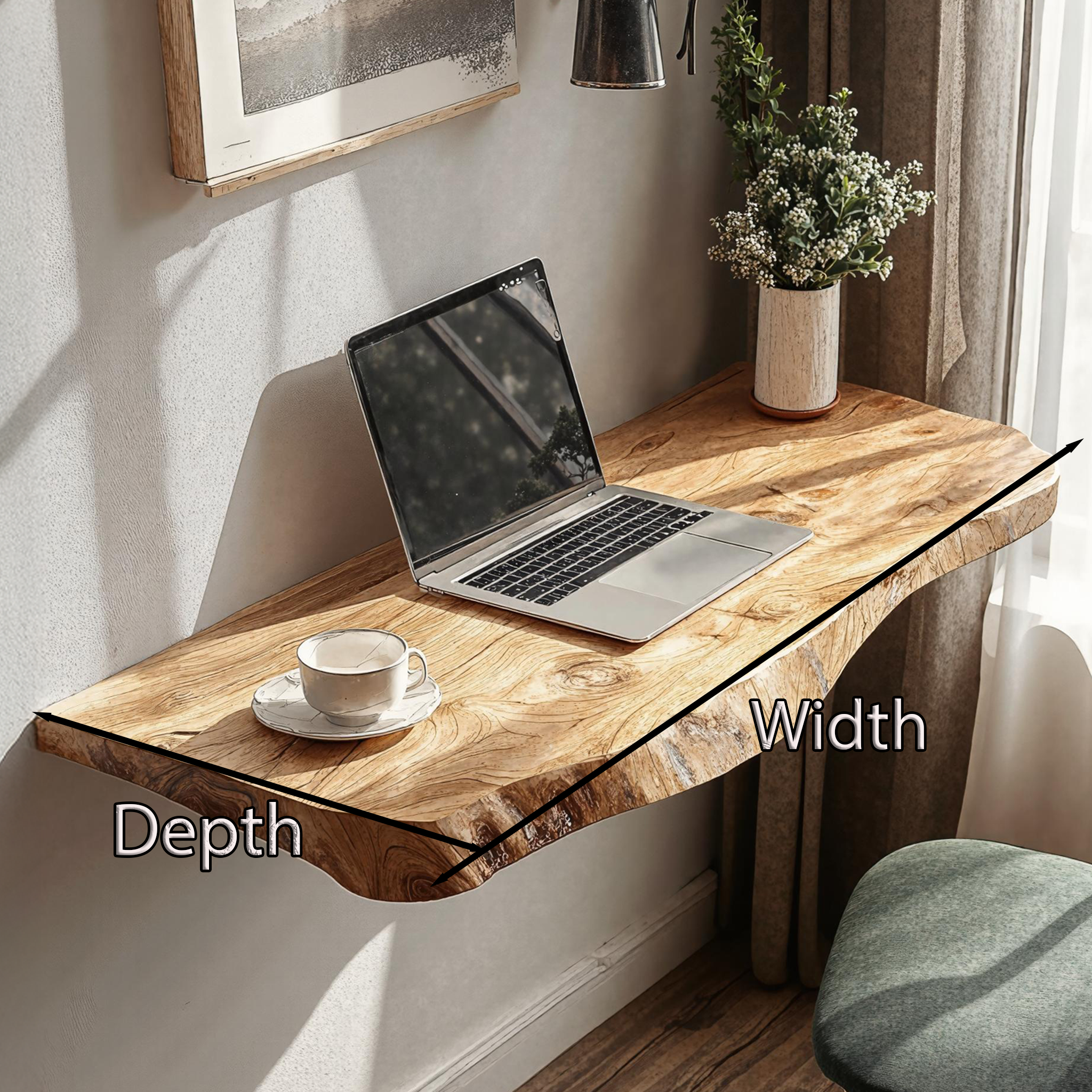 Rustic Wooden Floating Table For Serene Bedroom Inspiration SILDTTRFLD006