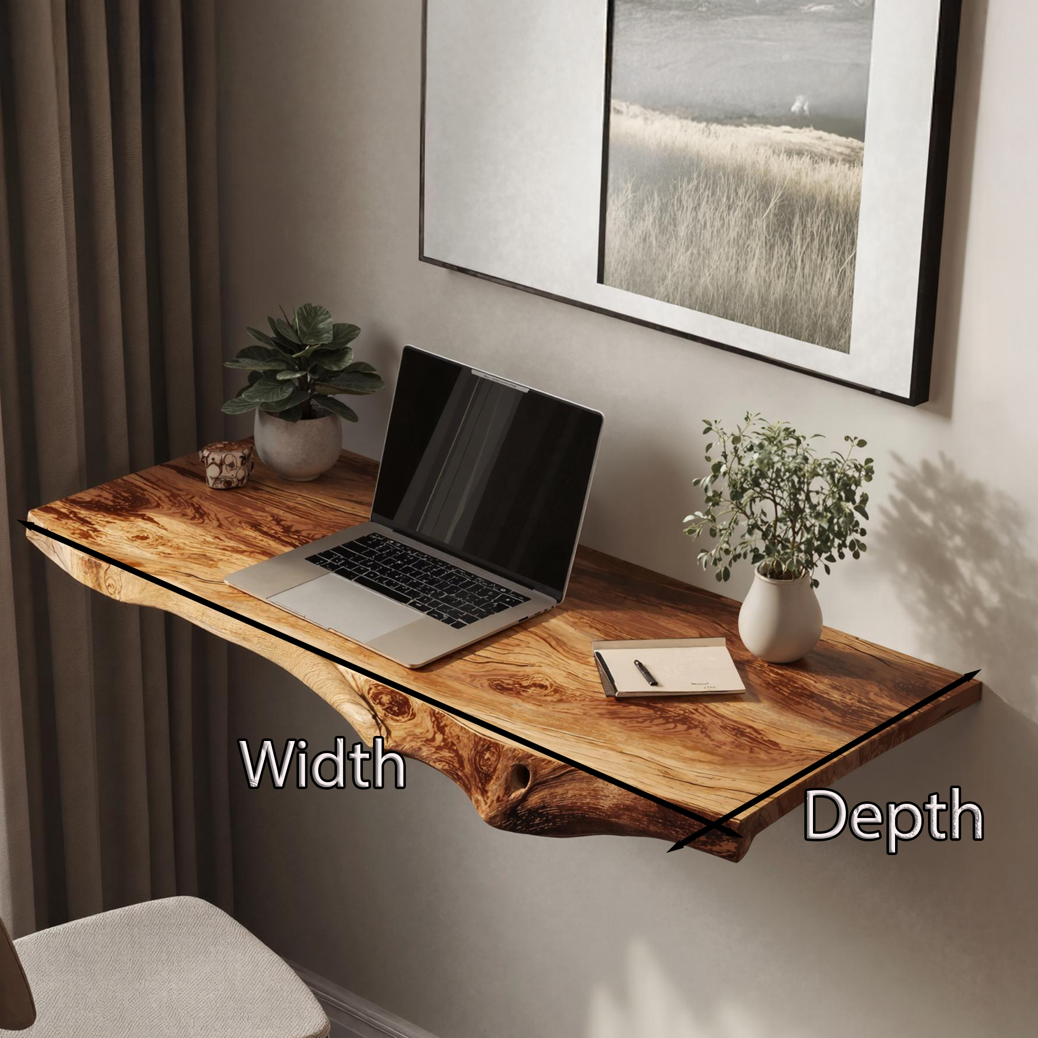 Farmhouse Solid Wood Floating Desk For Relaxed Home Environment SILDTFLD023