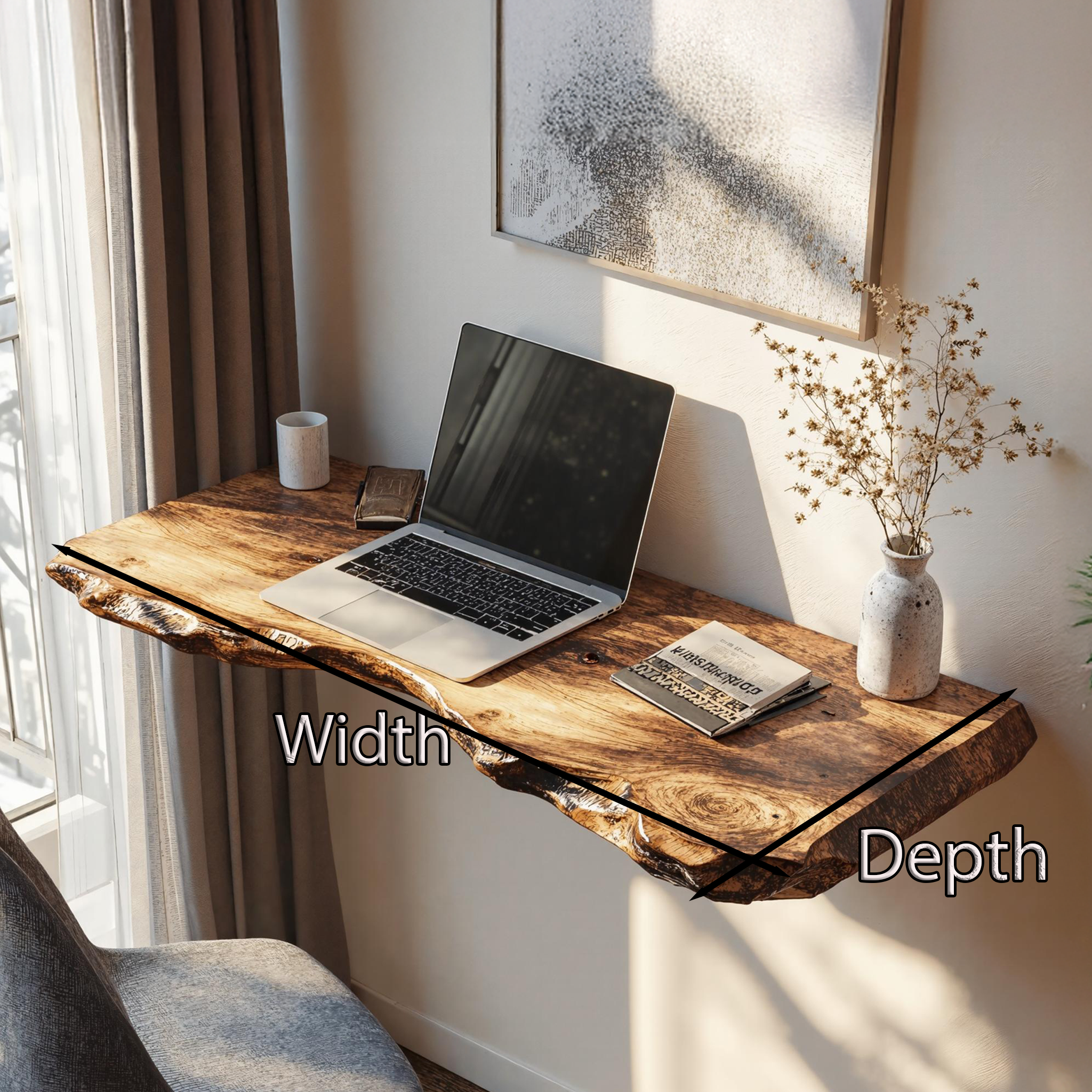 Rustic Wooden Floating Table For Warm Bedroom Atmosphere SILDTFLD014