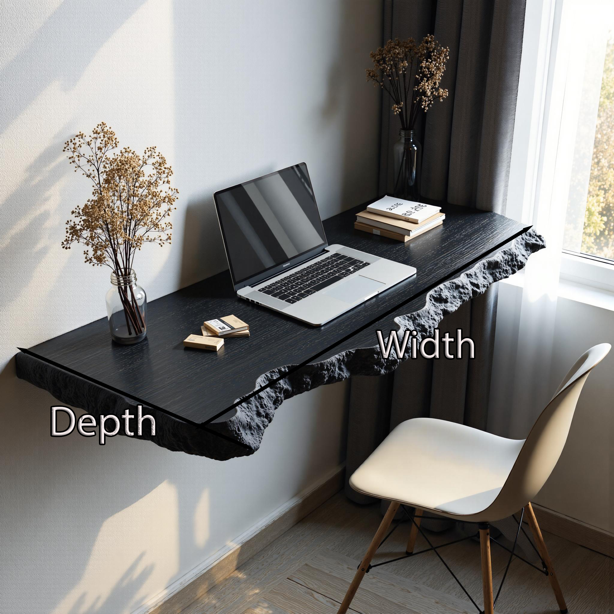 Farmhouse Solid Wood Floating Desk For Minimalist Furniture Decor SILDTFLD011
