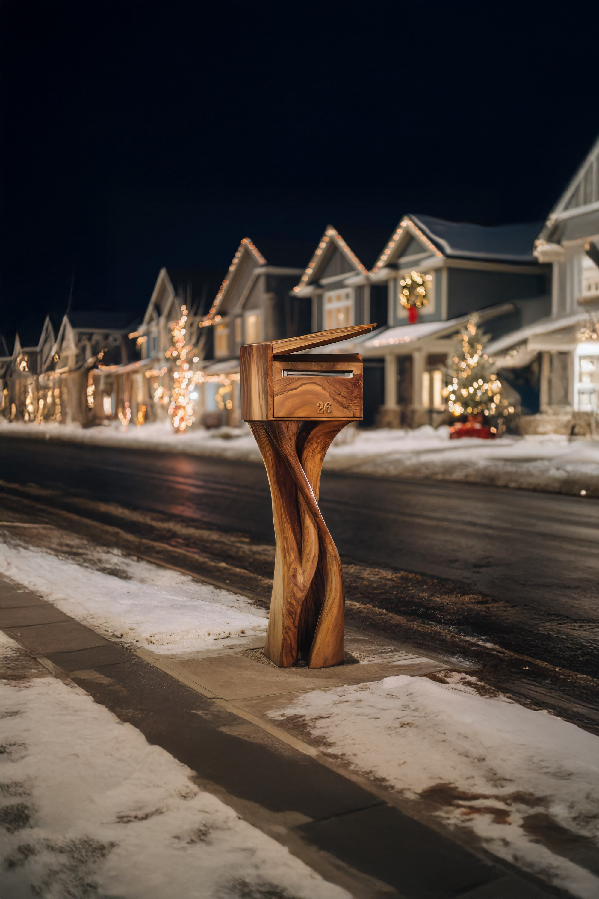 Handcrafted Solid Wood Sculpture Mailbox For Outdoor Furniture Decor SILDTTRMB007