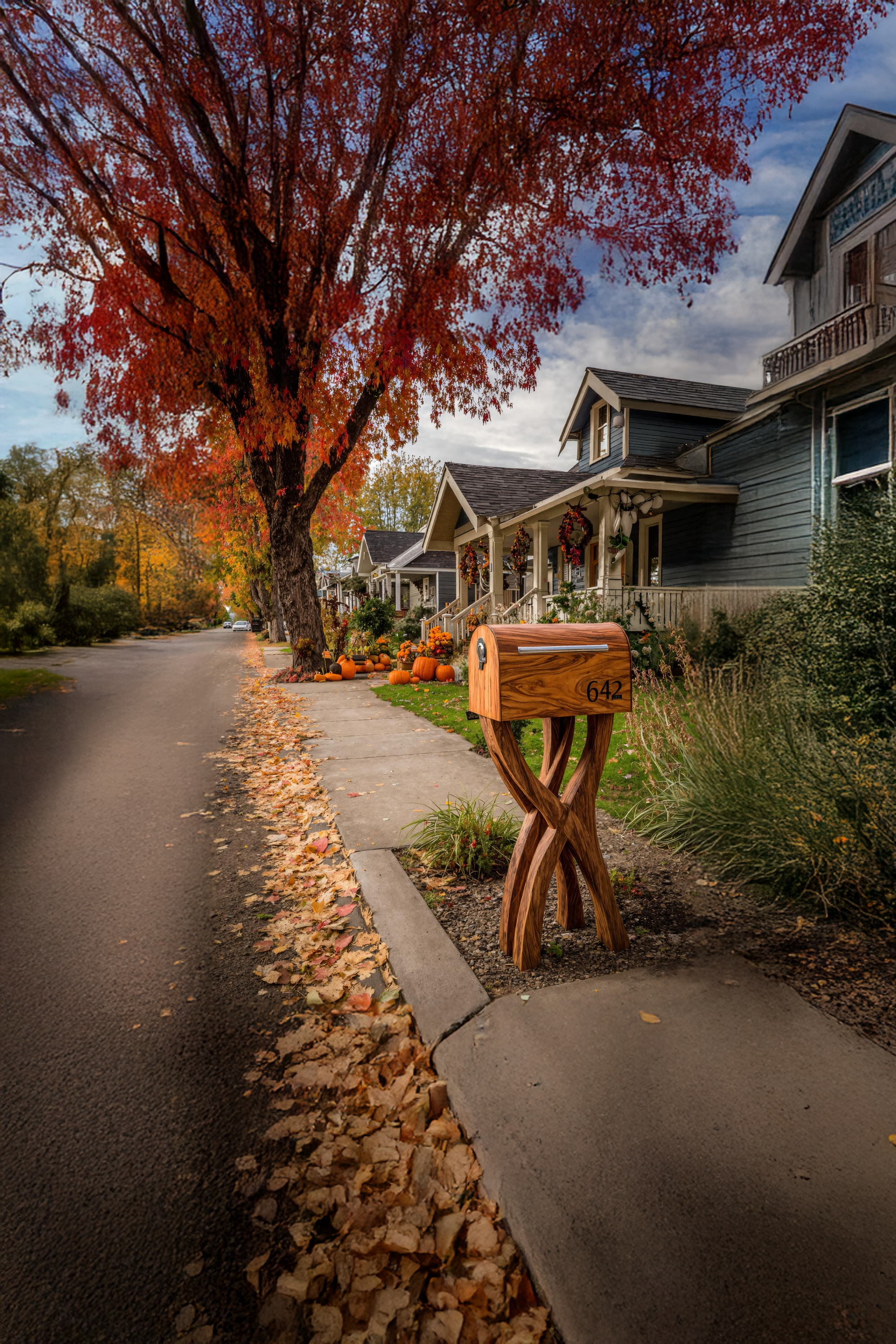 Mid Century Solid Wood Sculpture Mailbox For Outdoor Yard Accent SILDTTRMB009