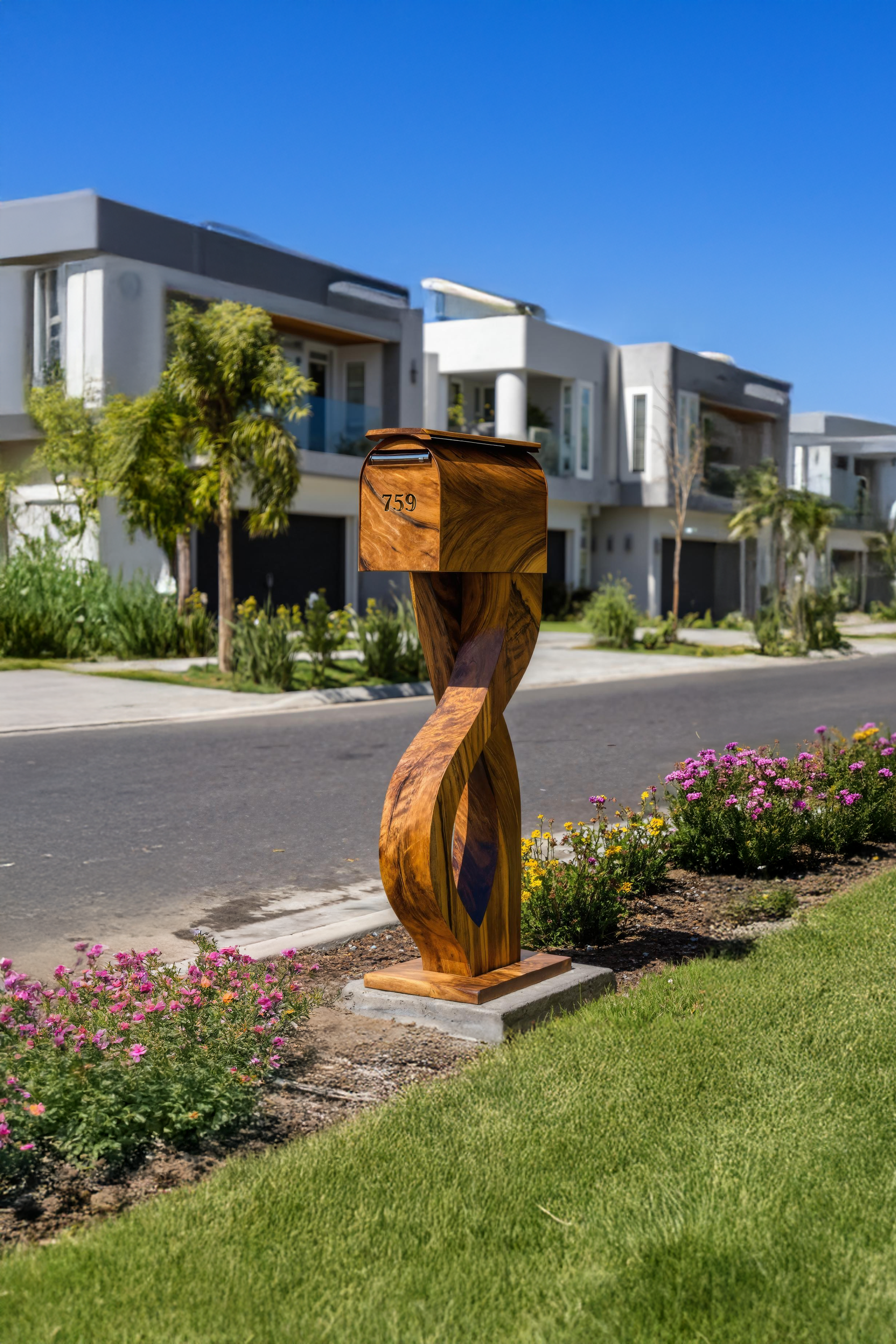 Handcrafted Wooden Sculpture Mailbox For Outdoor Patio Design SILDTTRMB003