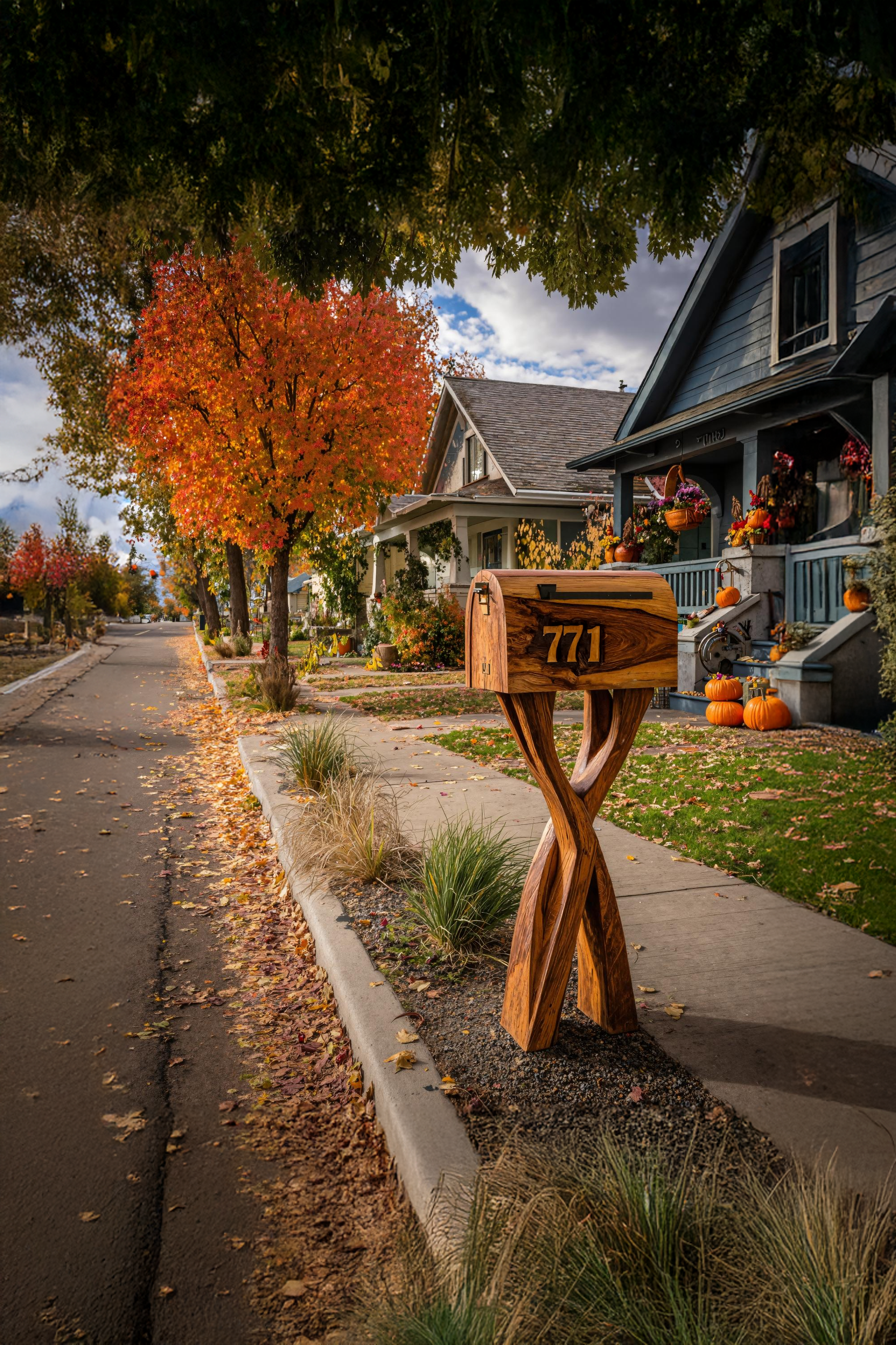 Mid Century Wooden Sculpture Mailbox For Garden Rustic Decoration SILDTTRMB013
