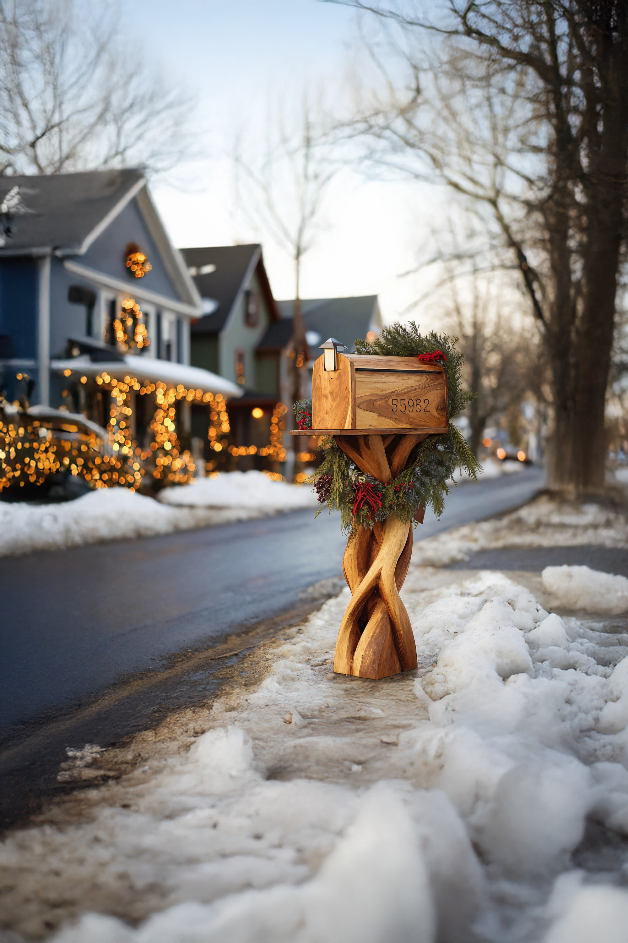 Handcrafted Wooden Sculpture Mailbox For Outdoor Furniture Design SILDTTRMB011