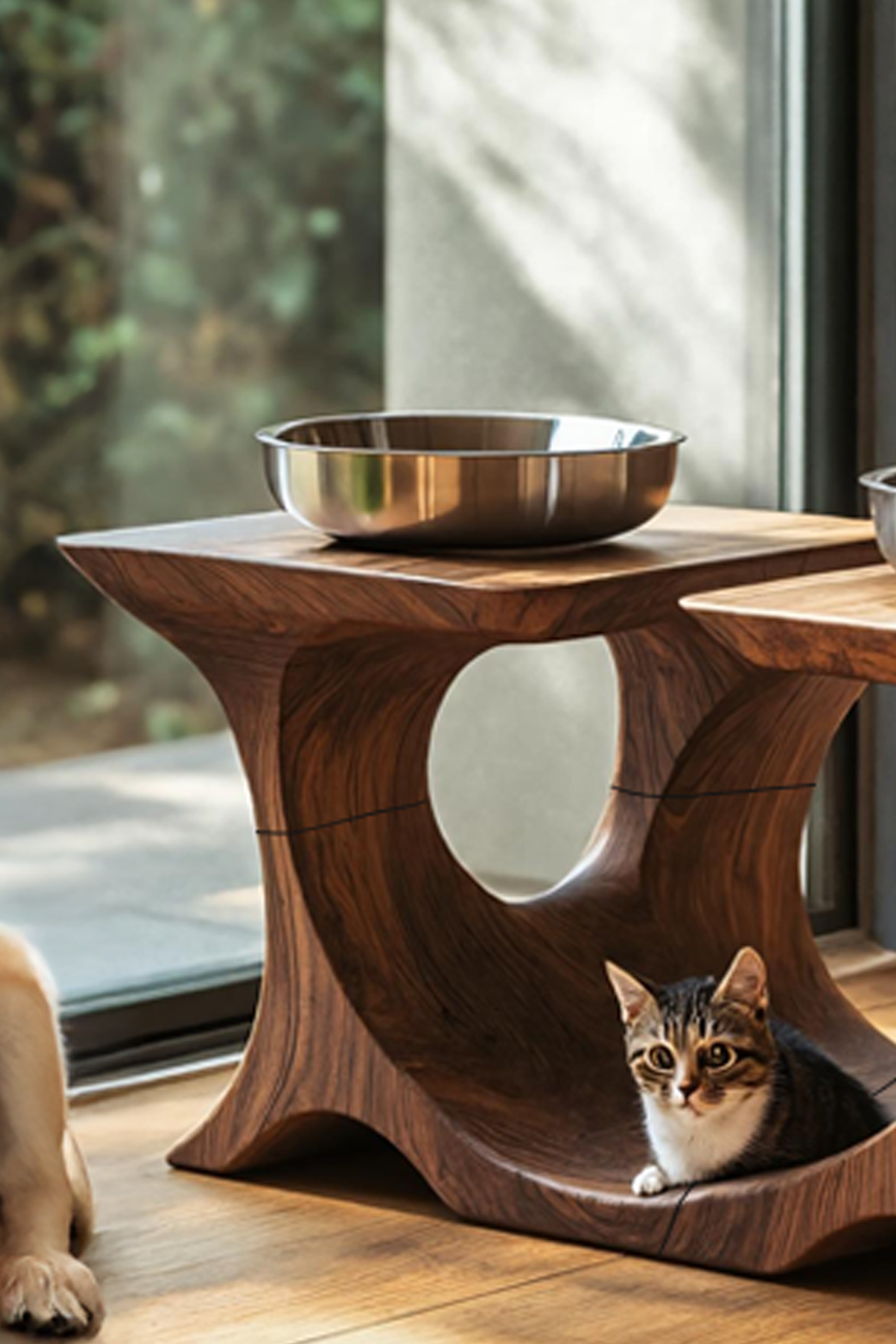 Mid Century Pet Feeding Stand For Stylish Dog Decor SILDTTNDBS002