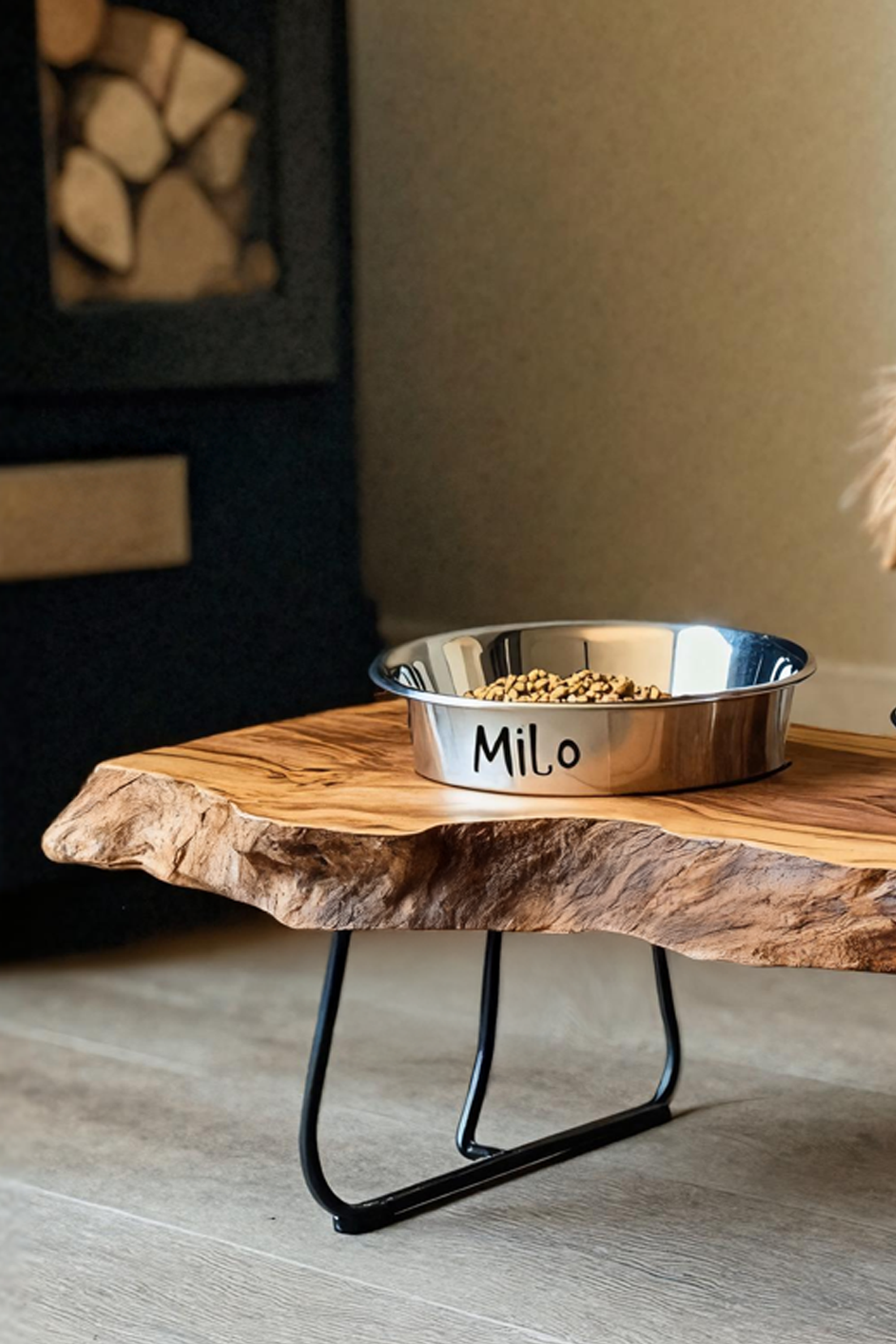 Farmhouse Feeding Stand With Bowl For Small Dogs SILDTTNDBS017