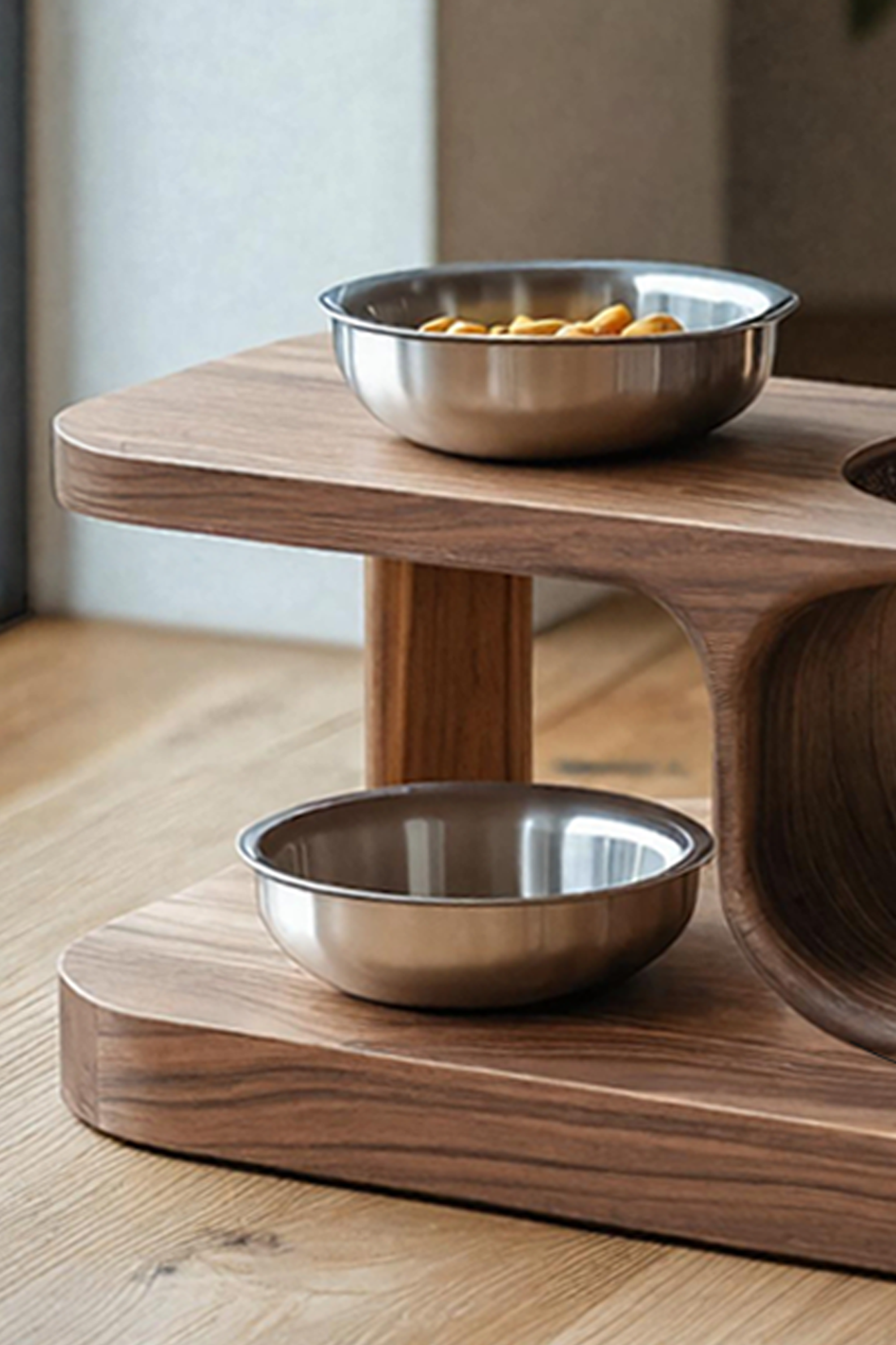 Rustic Style Dog Food Bowl Stand For Kitchen Decor SILDTTNDBS008