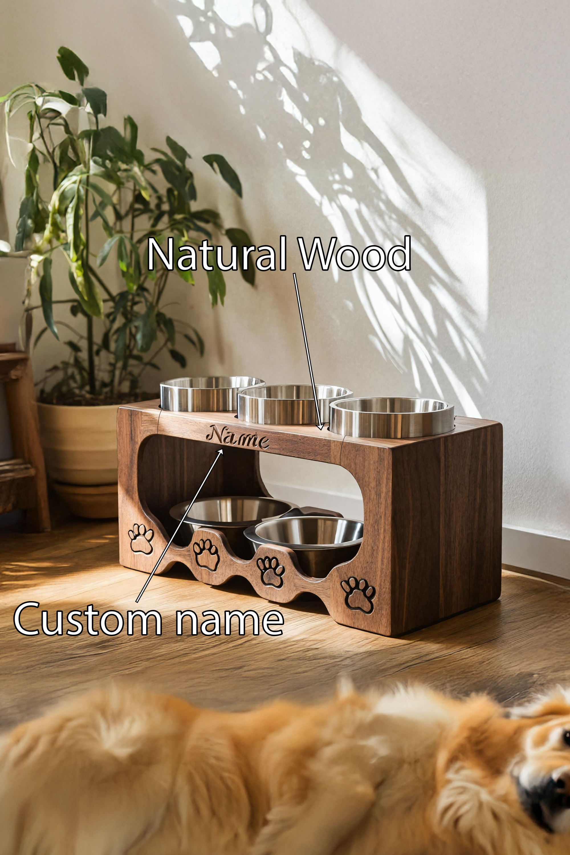 Handcrafted Elevated Pet Food Stand For Dogs SILDTTRDBS012