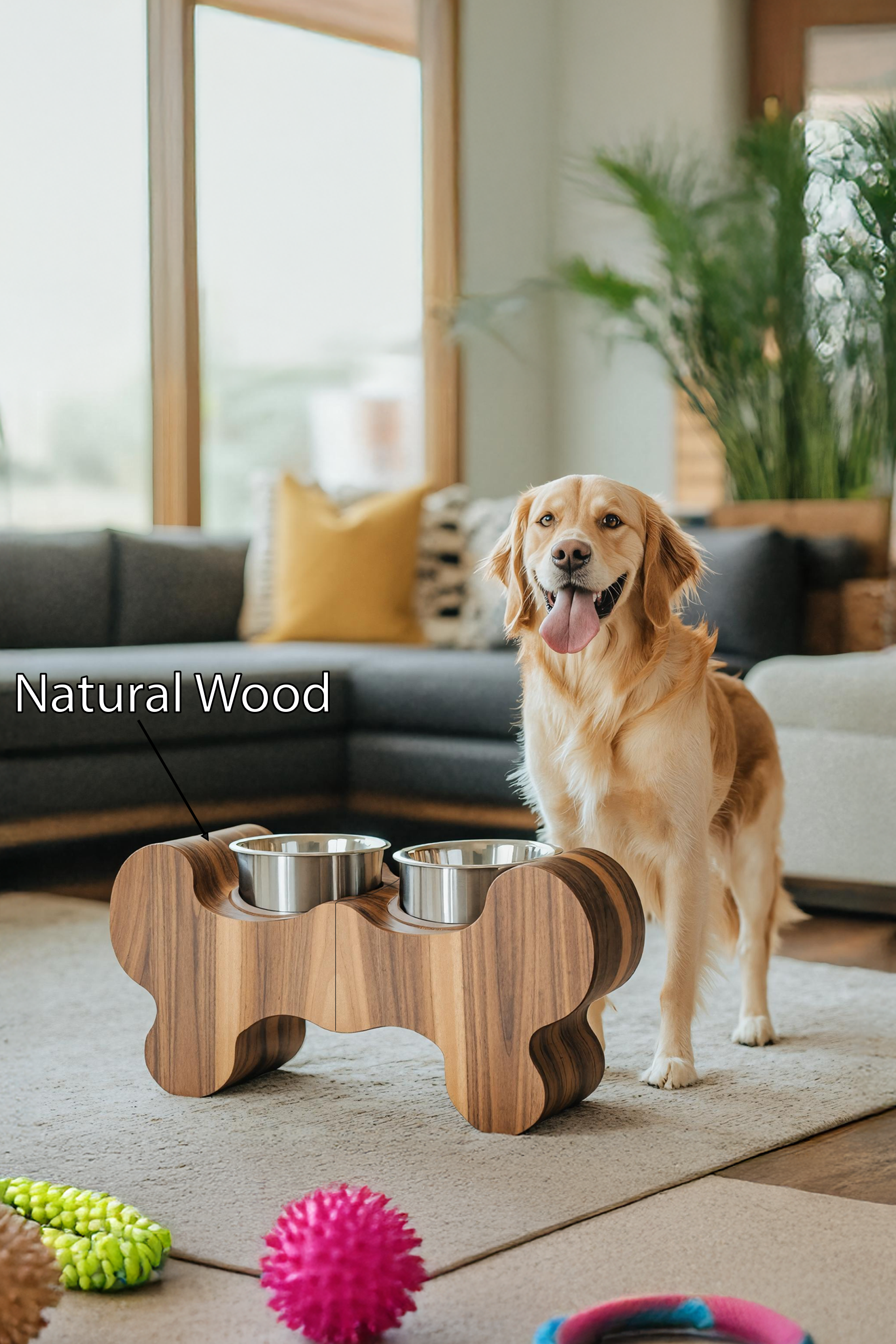 Handcrafted Dog Bowl Stand For Modern Kitchen Decor SILDTTRDBS002
