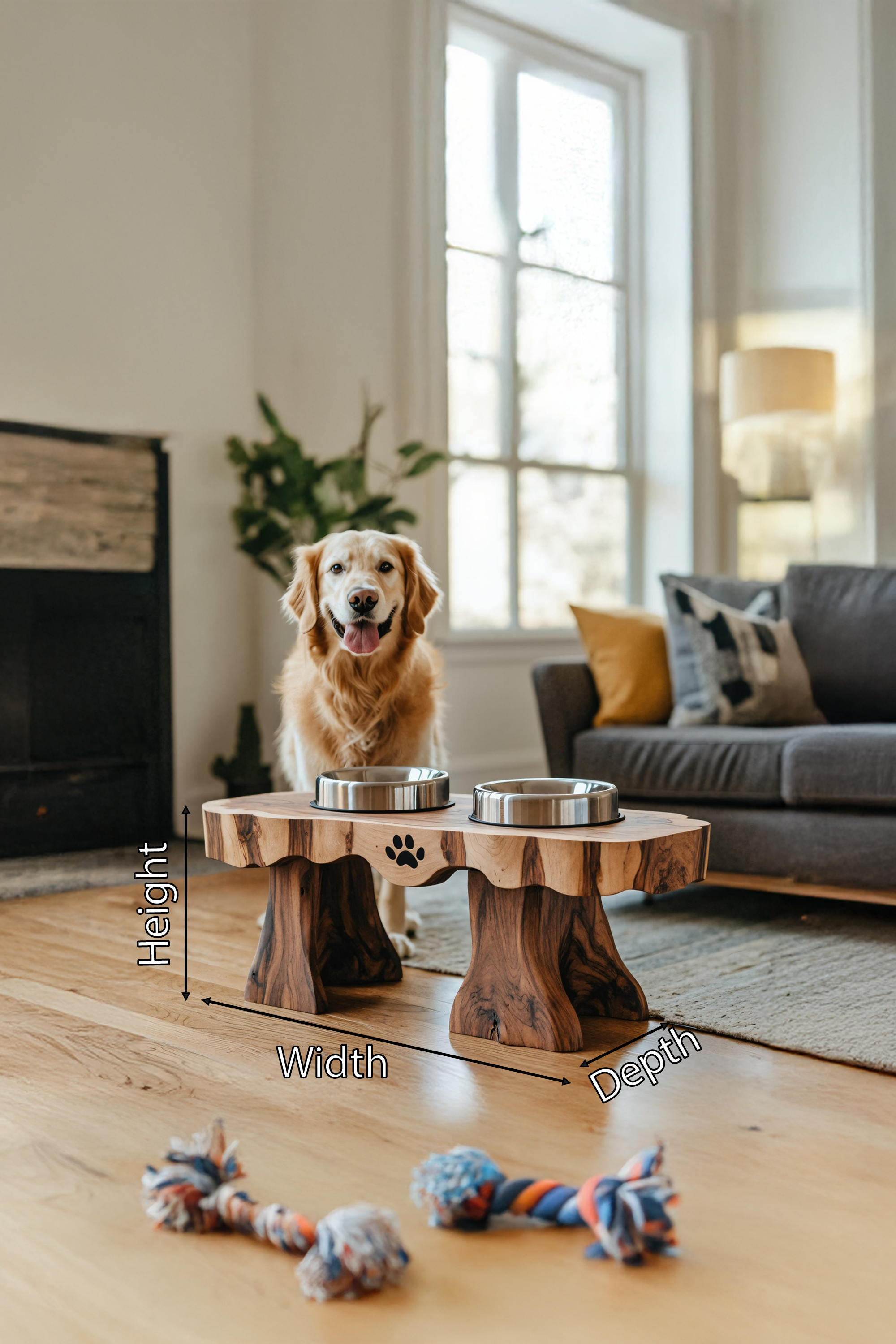 Mid Century Dog Feeding Stand With Bowl Included SILDTTRDBS018