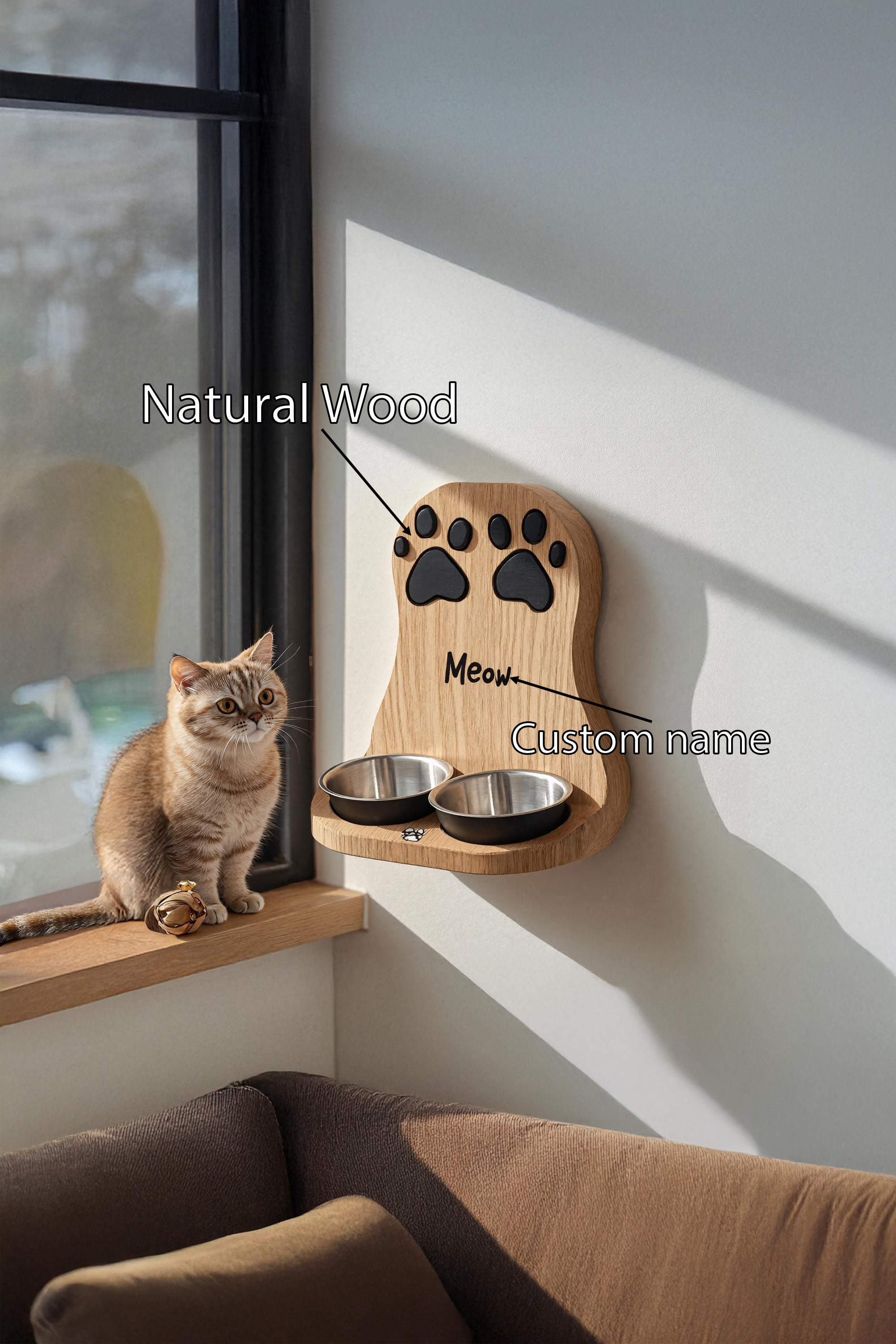 Handmade Dog Feeding Station Farmhouse Style SILDTTRDBS008