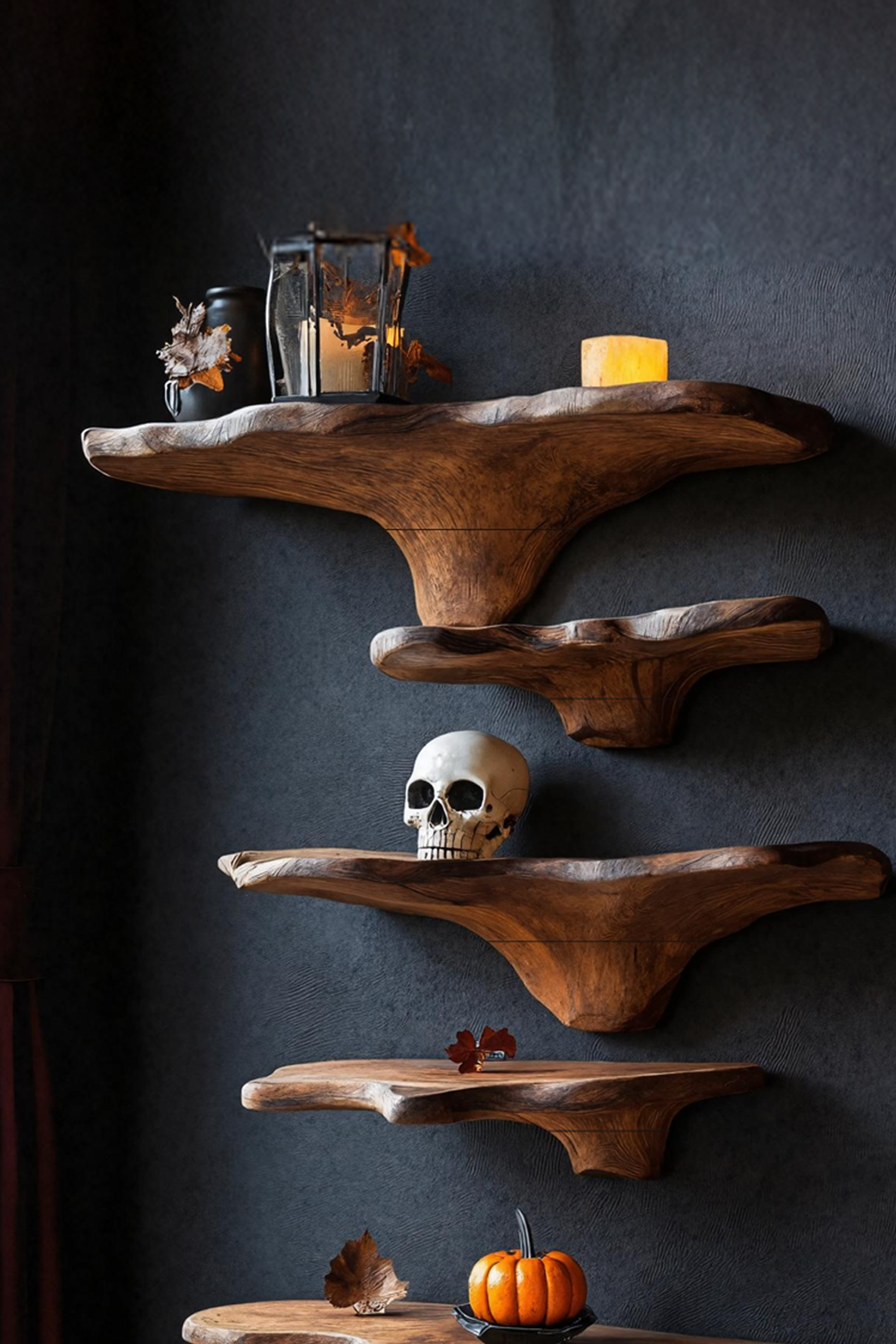 Mid Century Wooden Mushroom Shelf Halloween Furniture Display SILDTTRHMR009