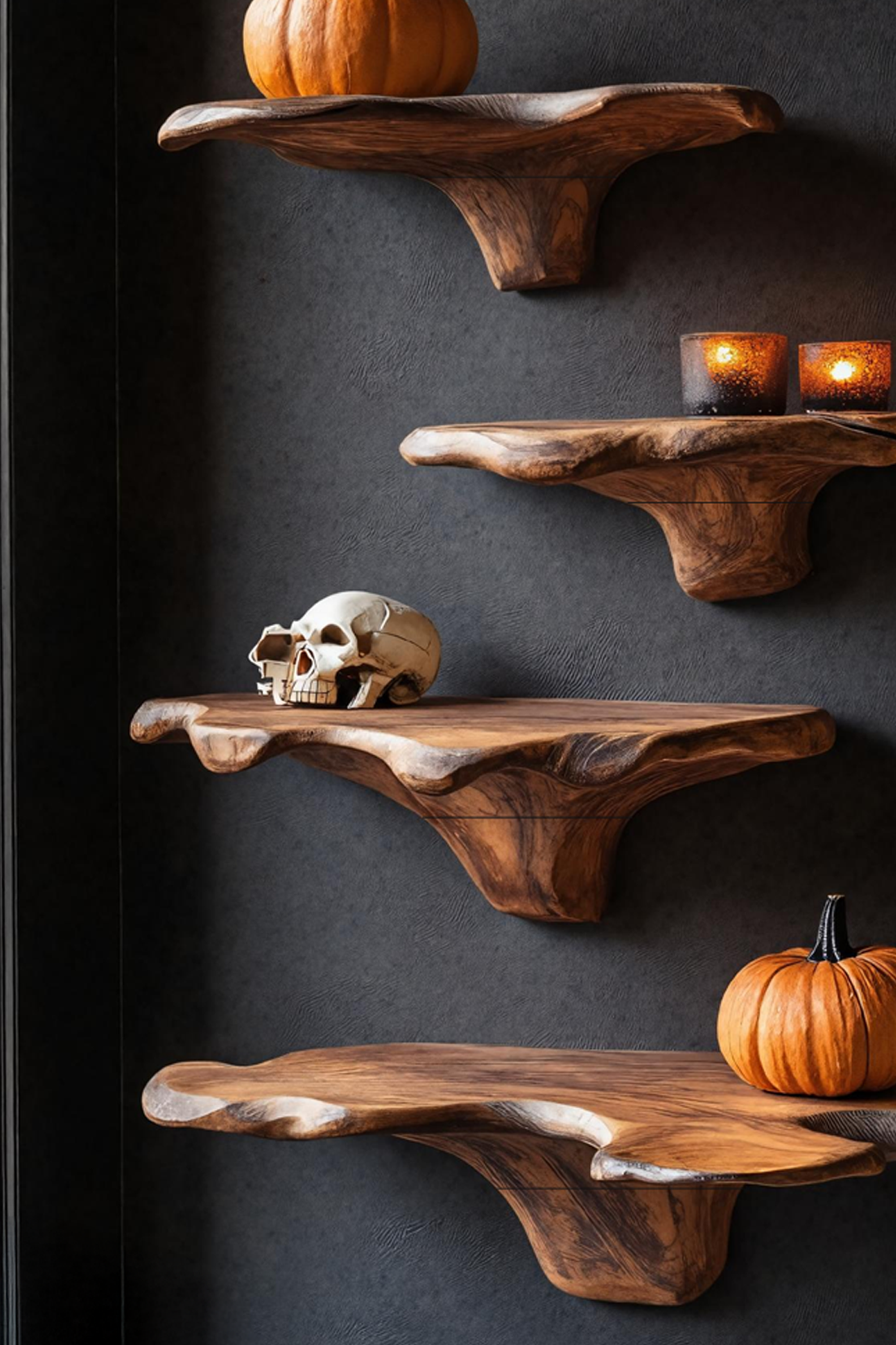 Handcrafted Wooden Mushroom Shelf Halloween Living Room Accent SILDTTRHMR011