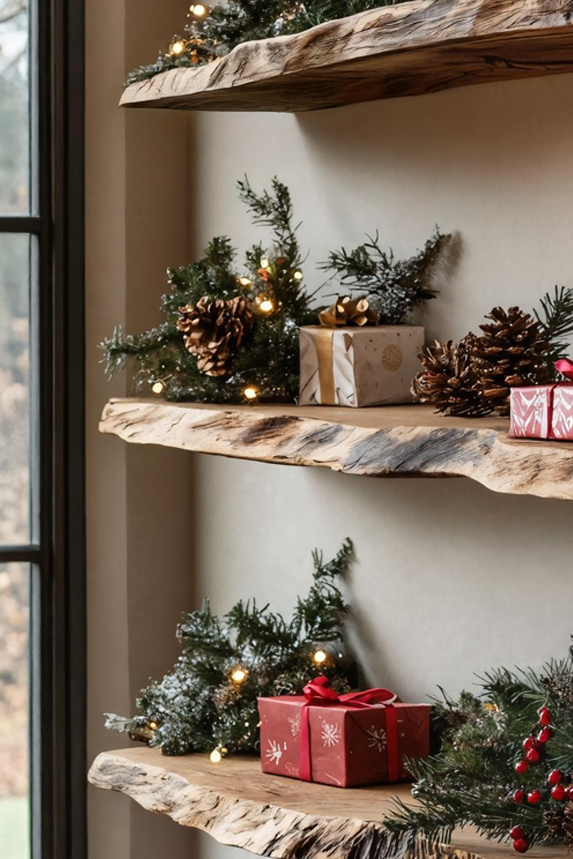 Farmhouse Wooden Floating Shelf For Xmas Entryway Furniture Decor SILDTTNCFL034