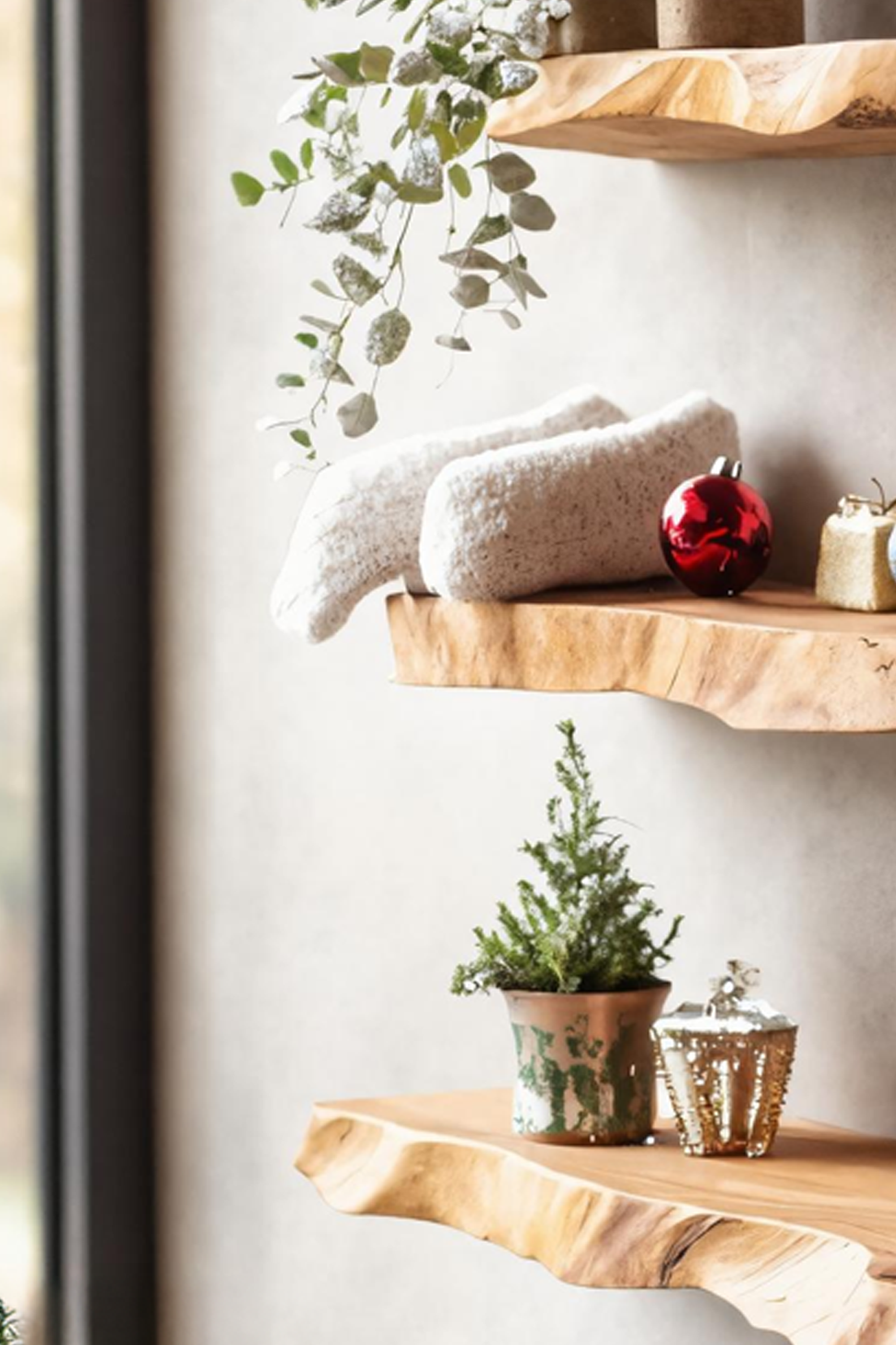 Farmhouse Wooden Floating Shelf For Festive Entryway Christmas Decor SILDTTNCFL014