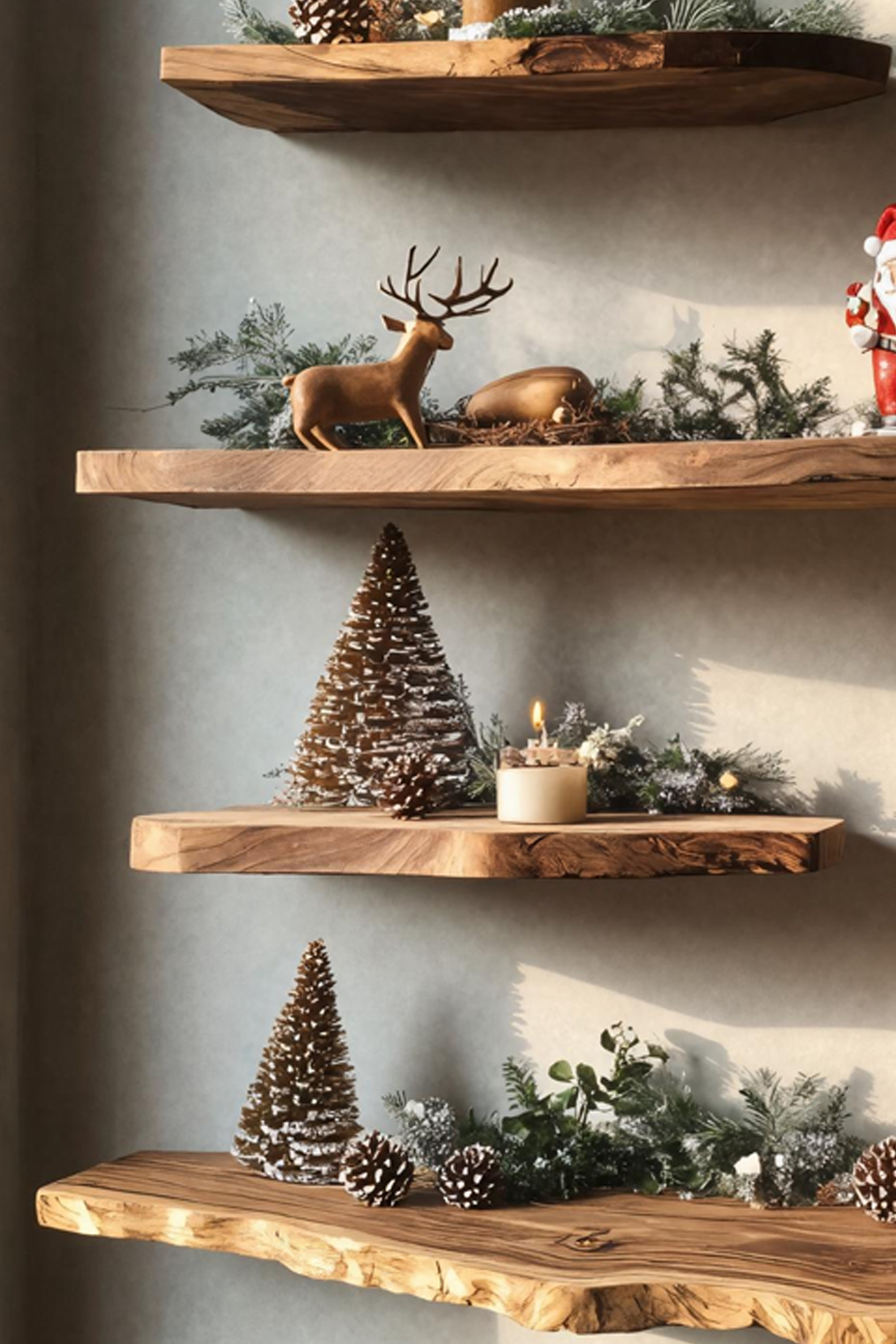 Farmhouse Live Edge Floating Shelf For Festive Holiday Living Room SILDTTNCFL038