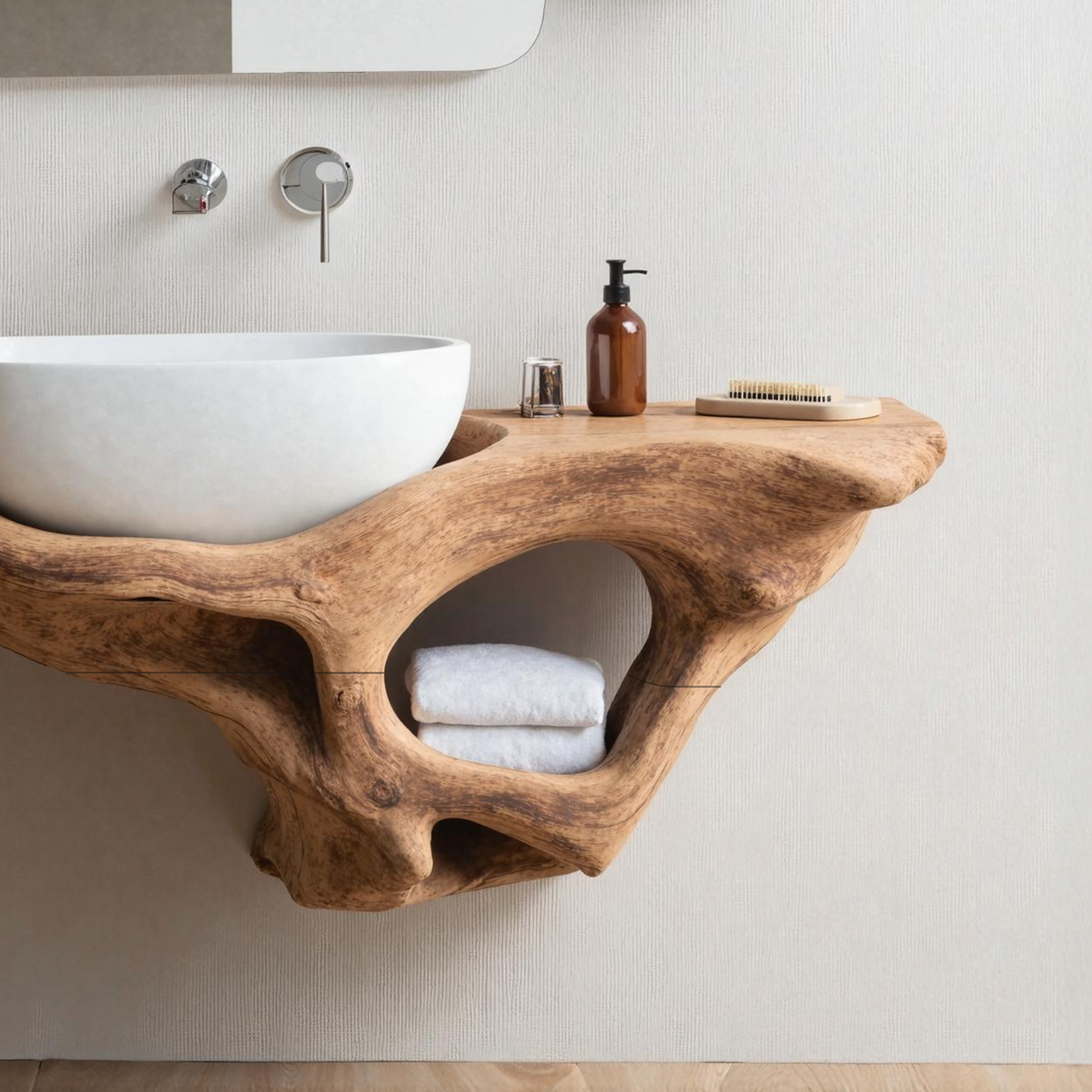 Mid Century Live Edge Vanity Bathroom Decor Accents SILDTTNBAS006