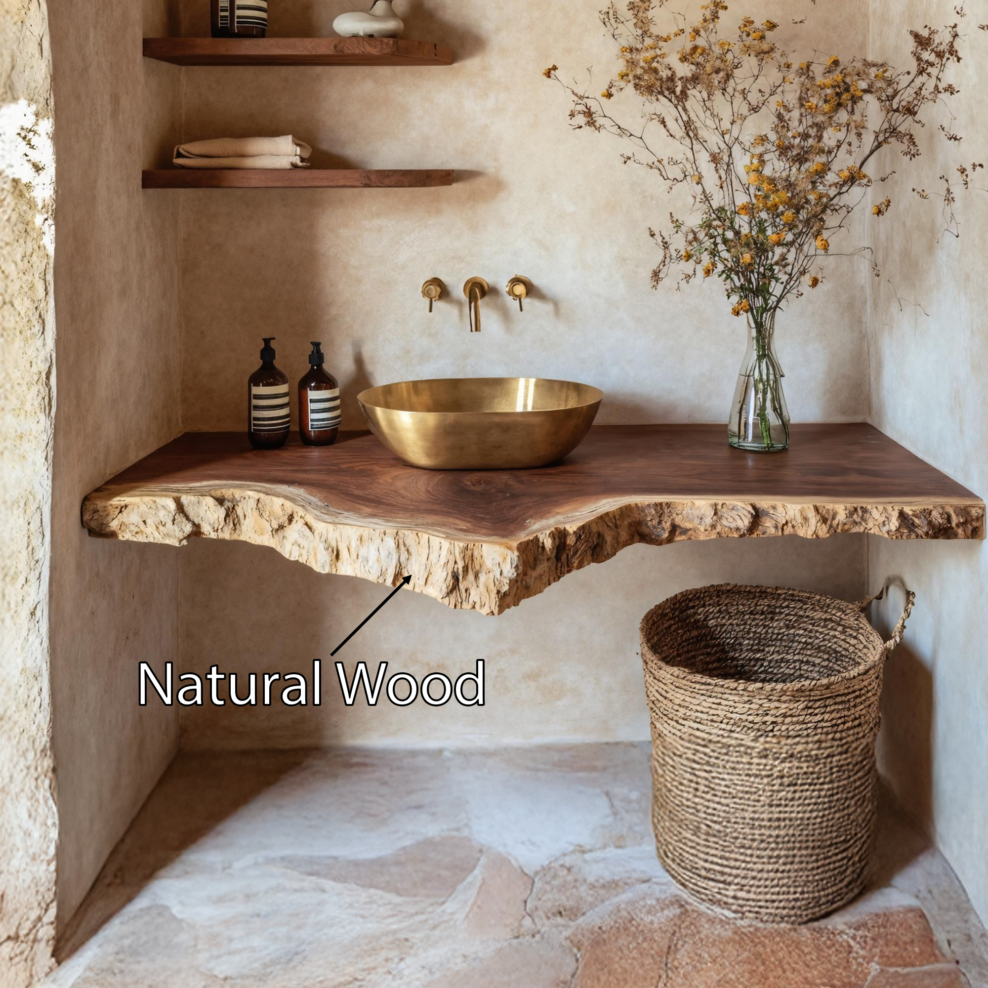 Rustic Wooden Floating Vanity For Small Bathroom Spaces SILDTTRBAS005