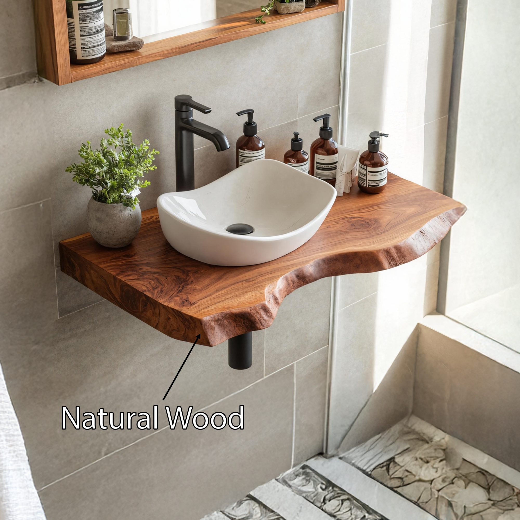 Mid Century Wooden Floating Vanity For Bathroom Decor SILDTTRBAS001