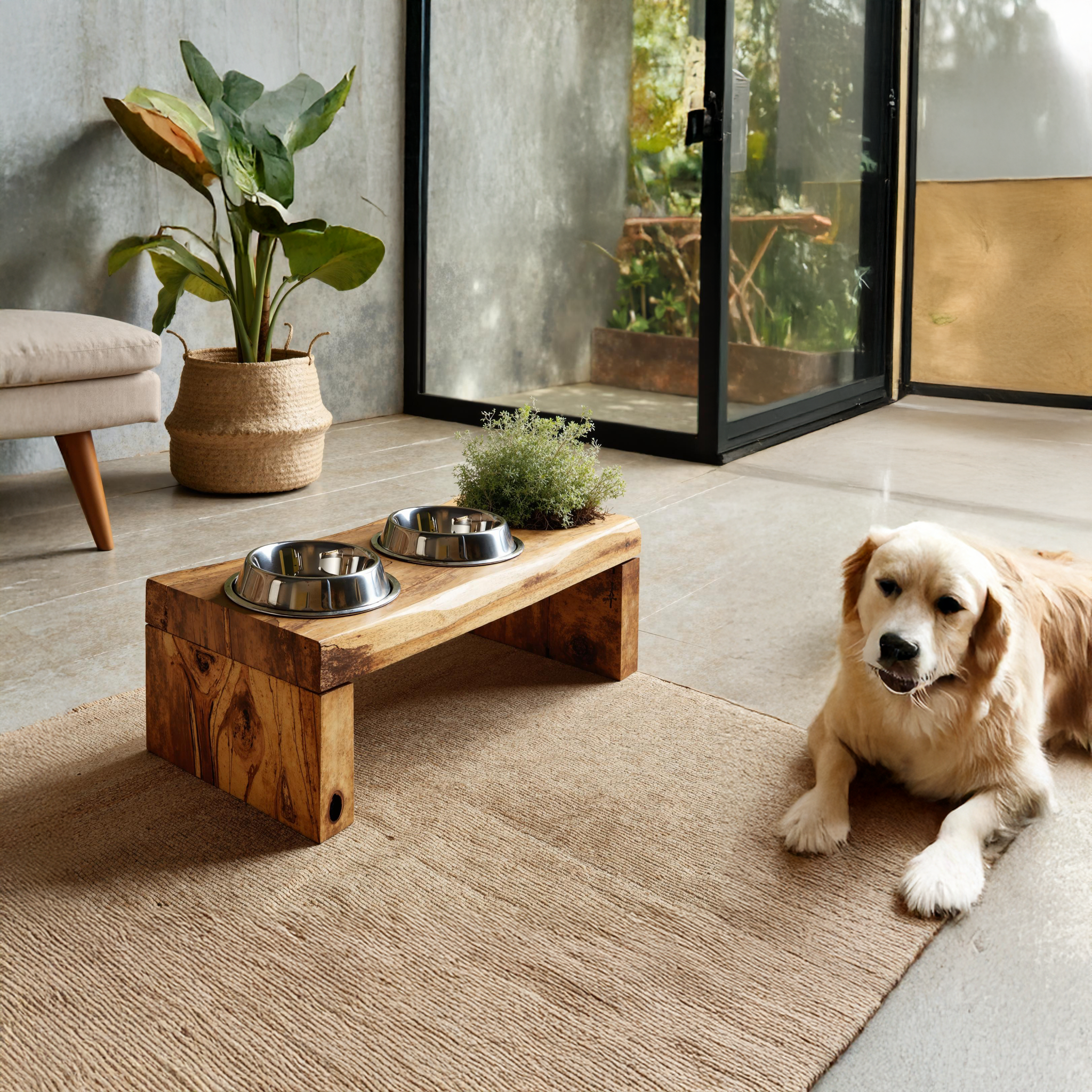 Mid Century Dog Bowl Stand Modern Pet Home SILDTDBS004