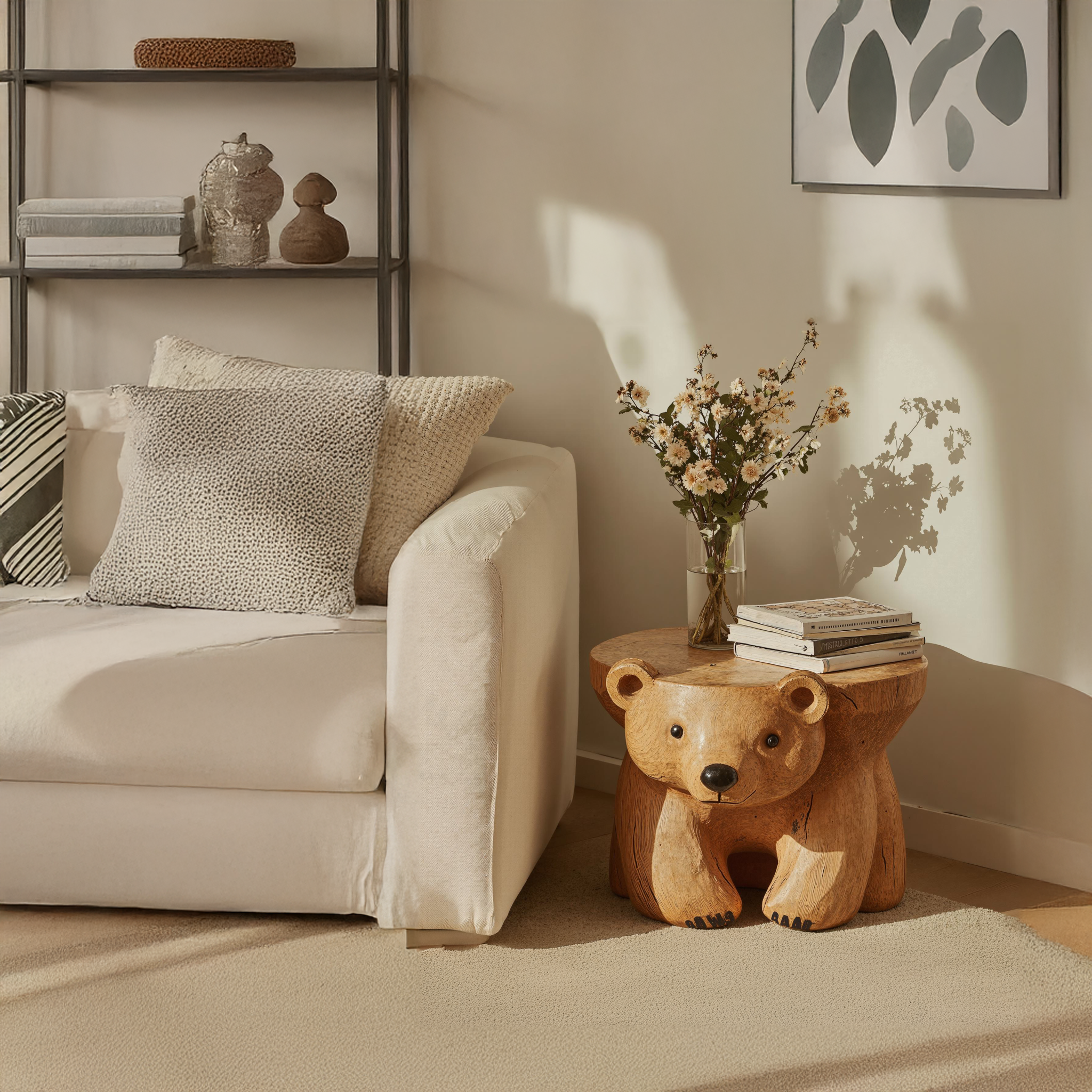 Live Edge Bear End Table Round Side Table SILDTEN065