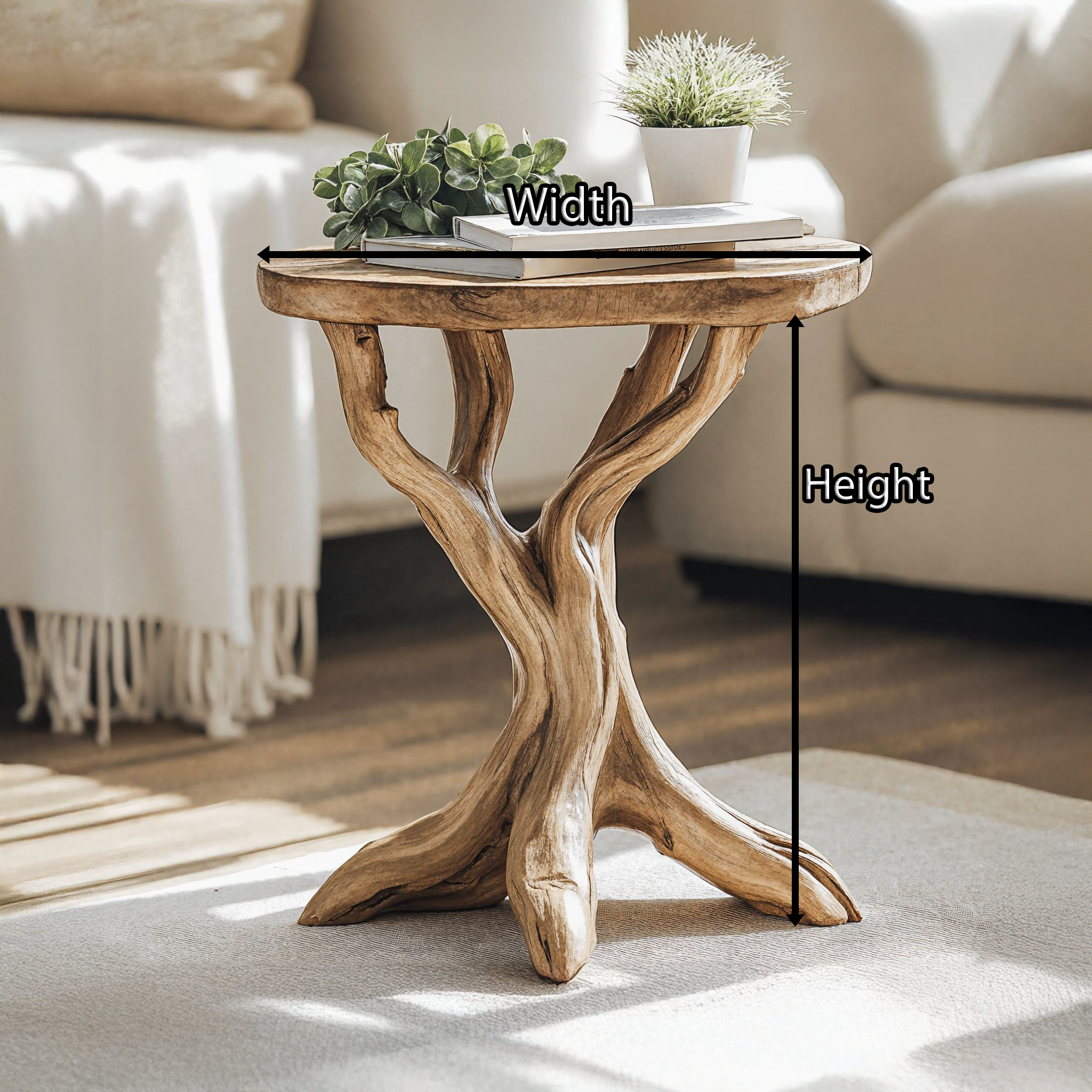 Rustic Wood End Table For Living Room Farmhouse Style SILDTEN093