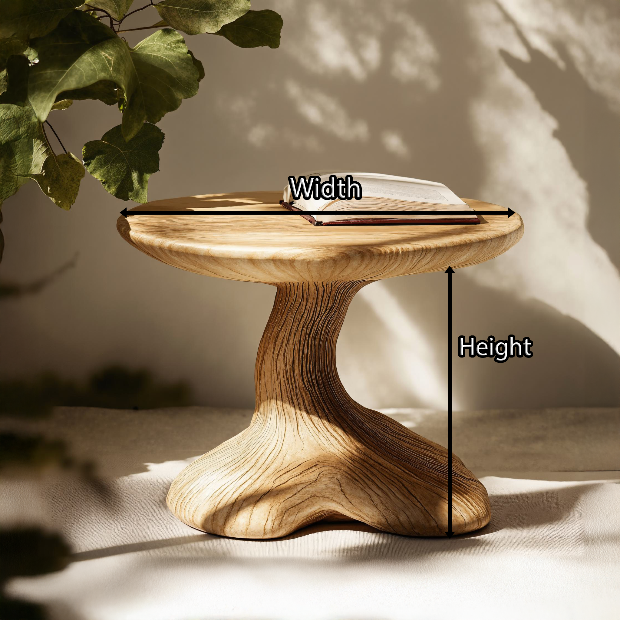 Handcrafted Wood Mushroom End Table For Lounge Area Rustic Charm SILDTEN098