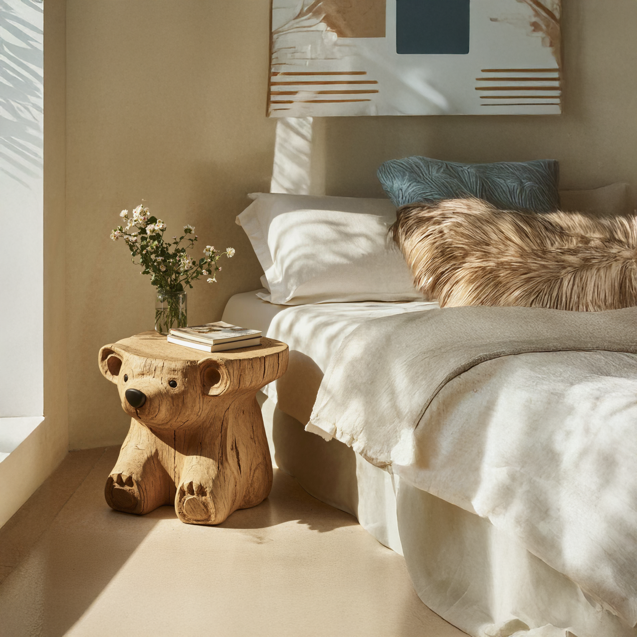 Rustic Wood End Table Bear End Table SILDTEN074