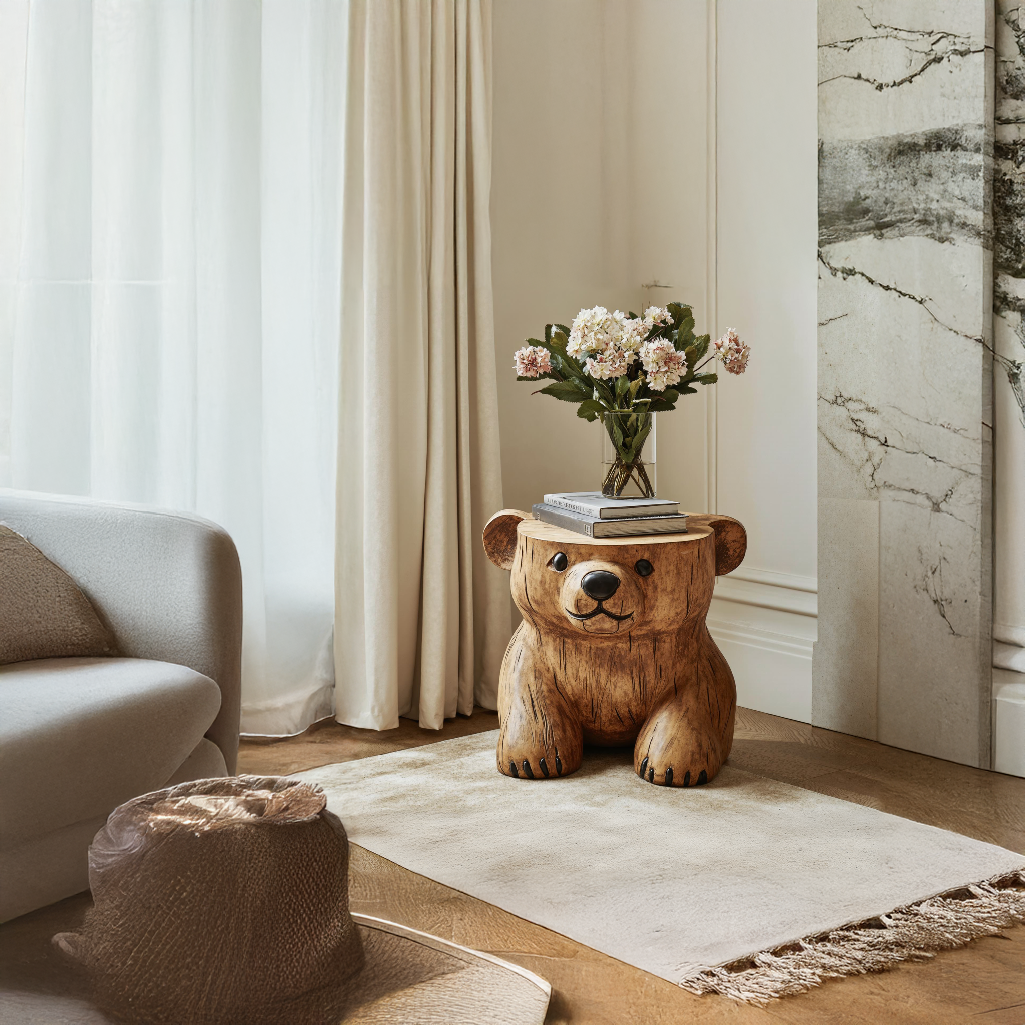 Live Edge Bear End Table Accent Table SILDTEN063